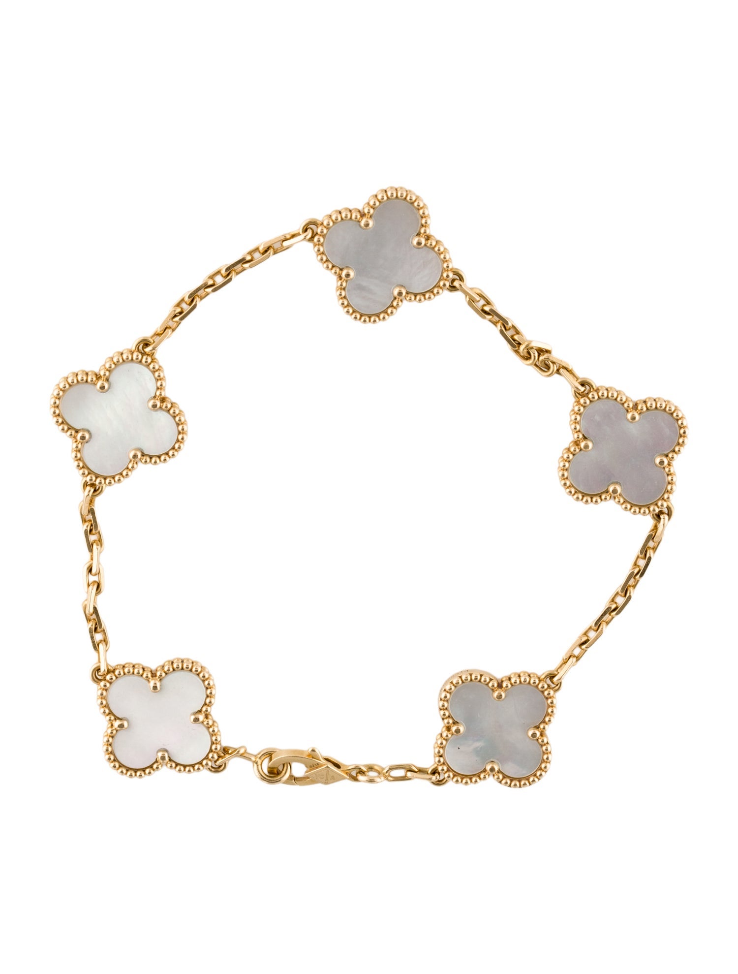 Van Cleef & Arpels Mother of Pearl Vintage Alhambra 5 Motif Bracelet