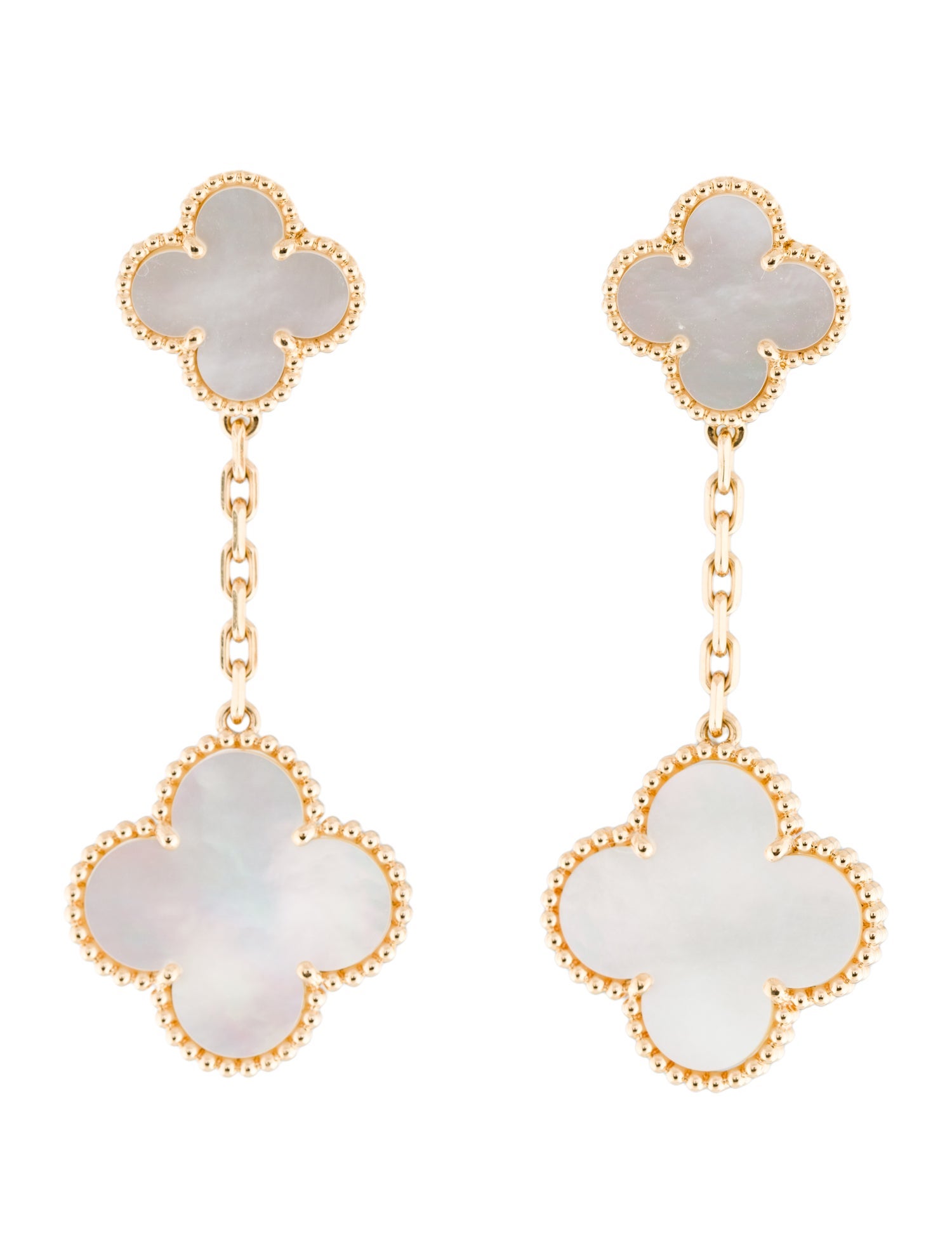 Van Cleef & Arpels Mother of Pearl Magic Alhambra Earrings, 2 Motifs