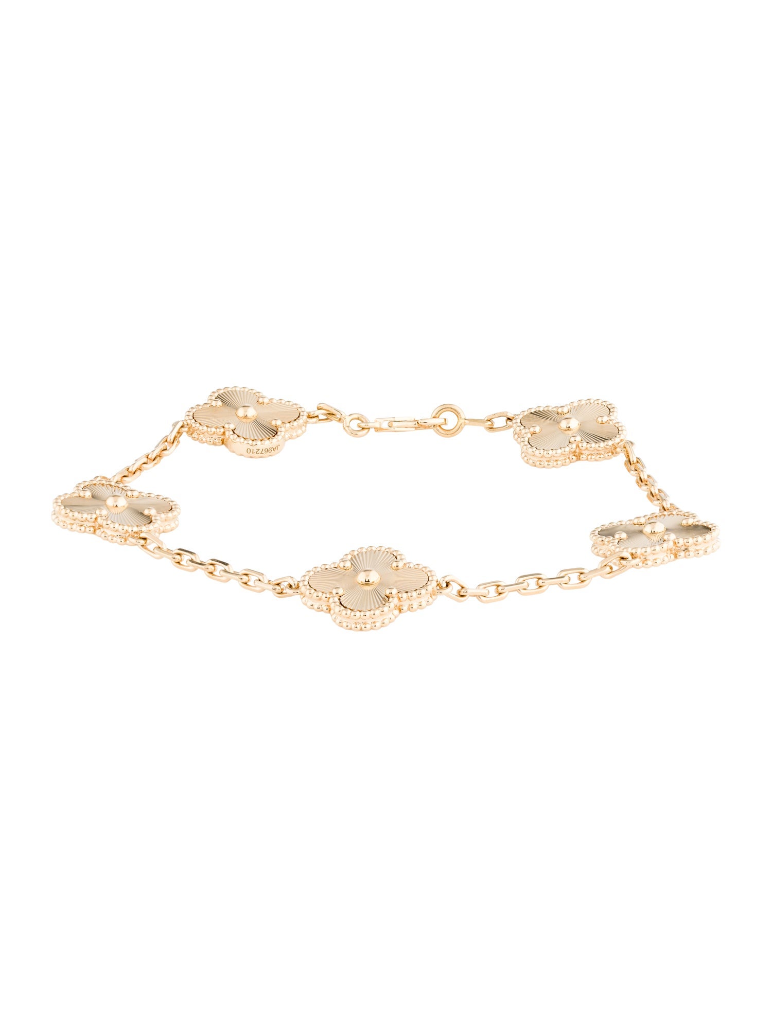 Van Cleef & Arpels Vintage Alhambra Guilloché Bracelet, 5 Motifs