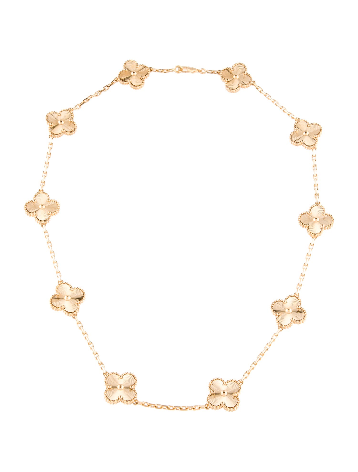 Van Cleef & Arpels Vintage Alhambra 10 Motif Guilloche Necklace