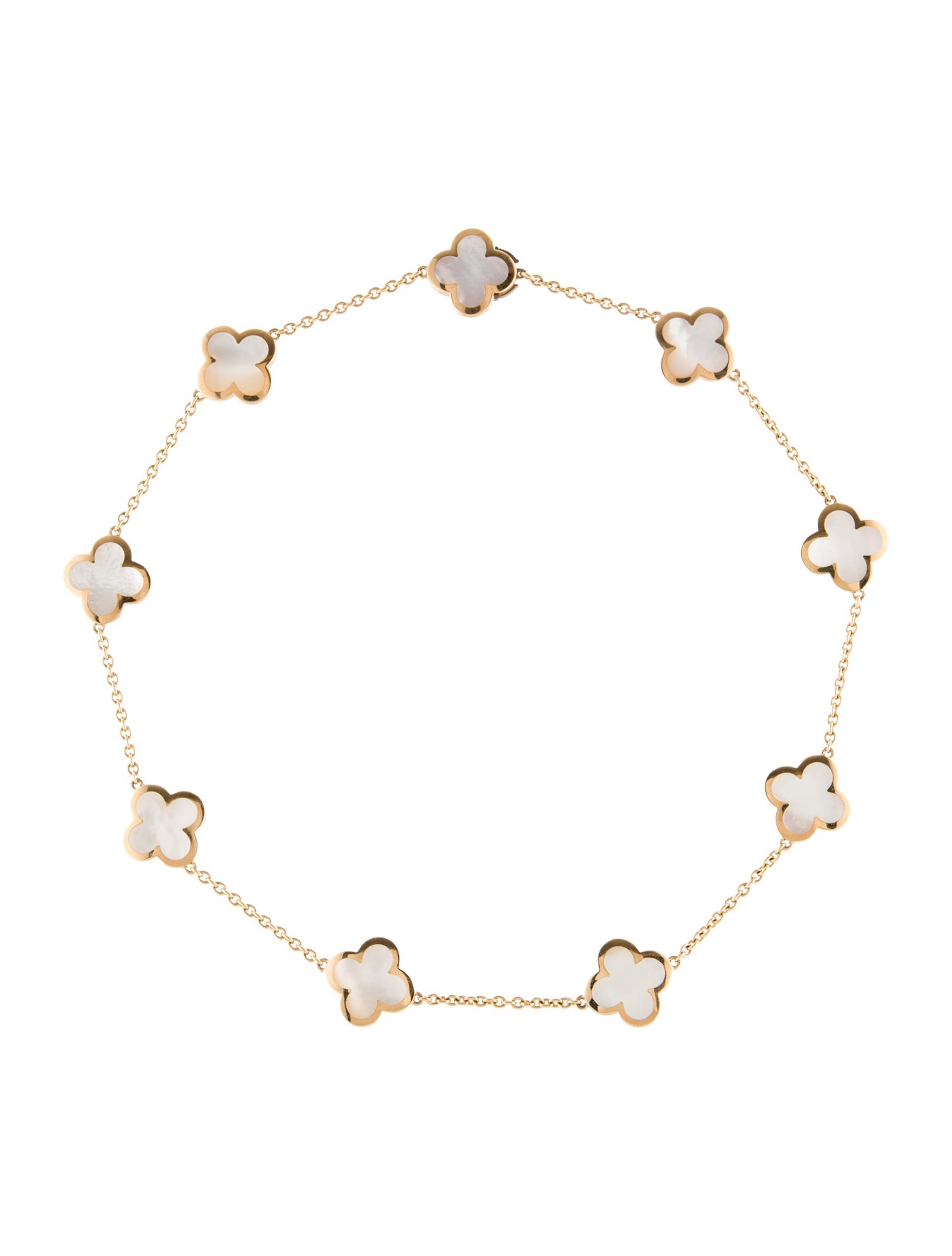Van Cleef & Arpels Mother of Pearl Pure Alhambra Necklace, 9 Motif