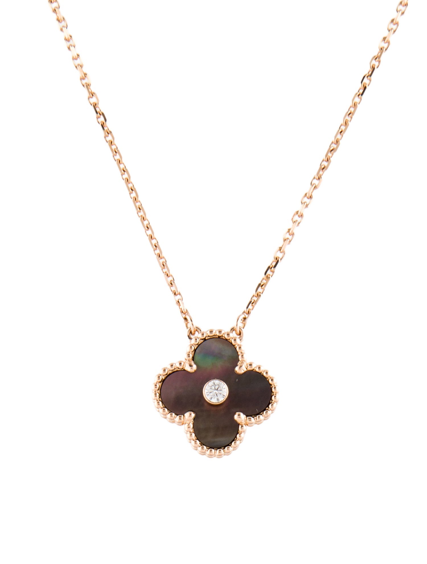 Van Cleef & Arpels 2014 Limited Edition Mother of Pearl Vintage Alhambra Pendant Necklace