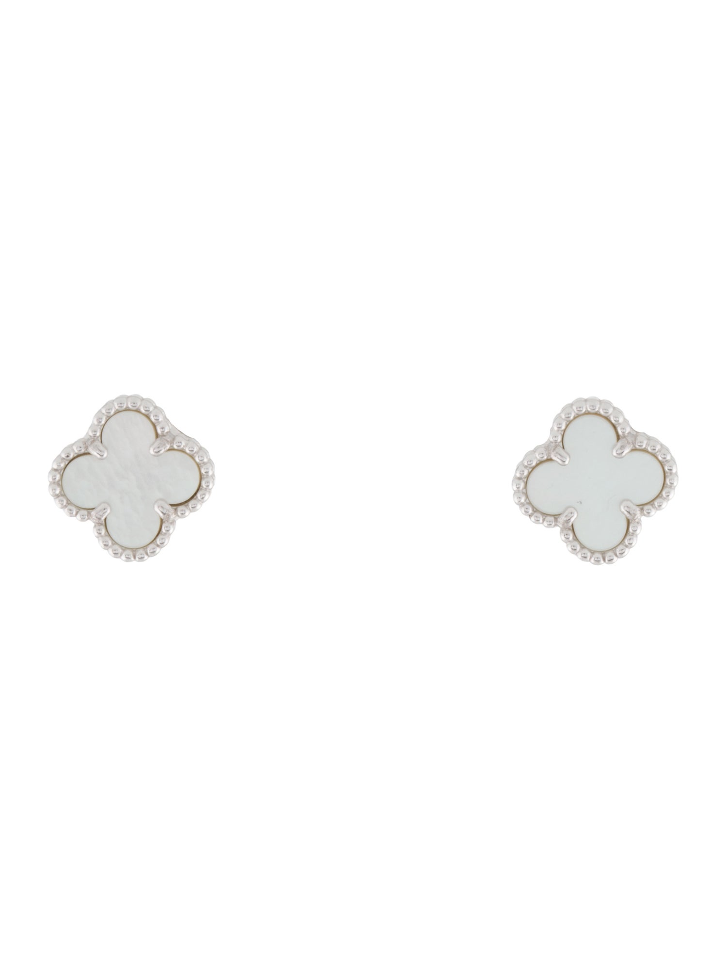 Van Cleef & Arpels Mother Of Pearl Sweet Alhambra Stud Earrings