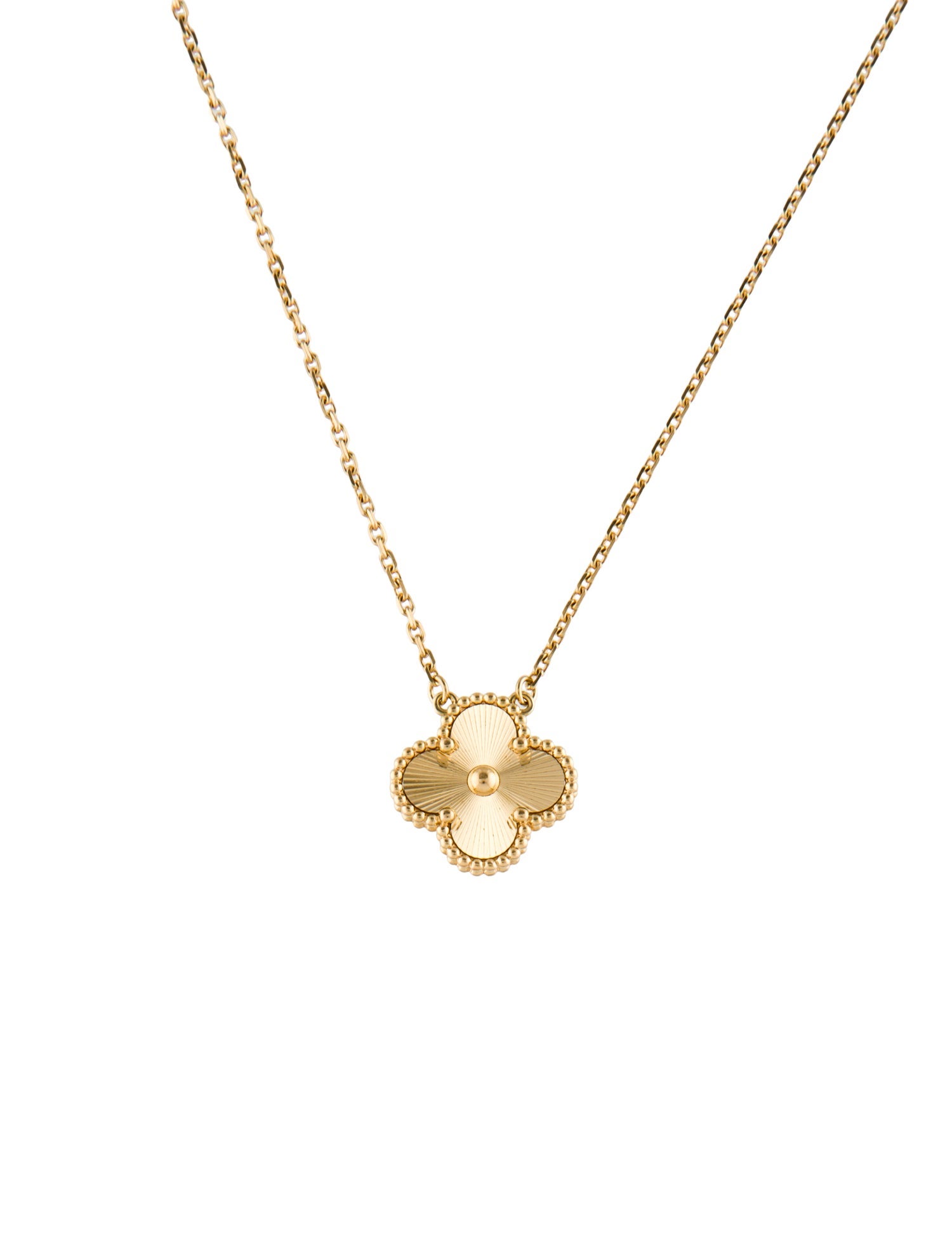 Van Cleef & Arpels Vintage Alhambra Guilloché Pendant Necklace