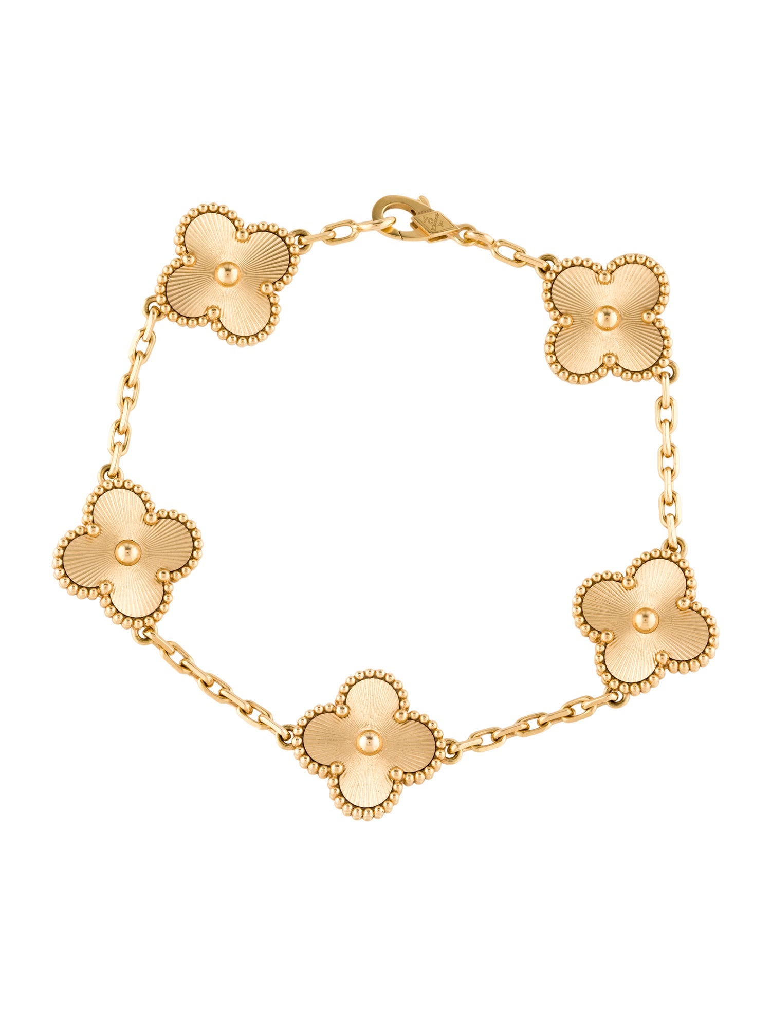 Van Cleef & Arpels Vintage Alhambra Guilloché 5 Motif Bracelet