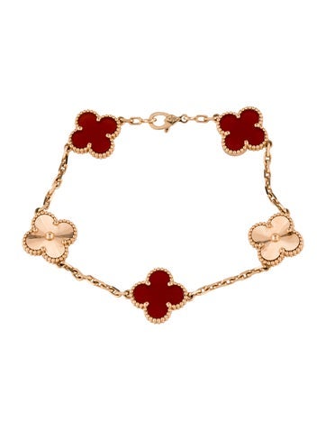 Pre-owned Van Cleef & Arpels Vintage Alhambra Bracelet, 5 Motifs, 7" In Multi