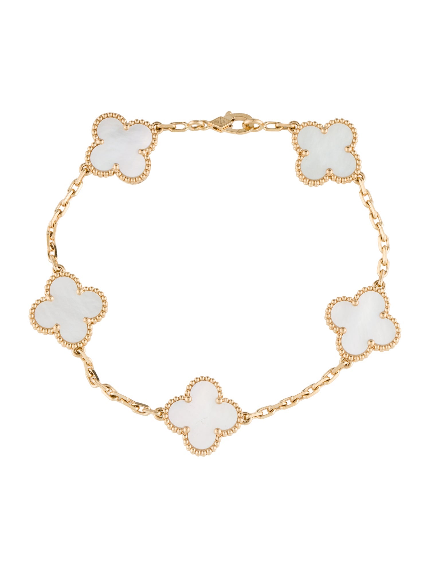 Van Cleef & Arpels Mother of Pearl Vintage Alhambra 5 Motif Bracelet