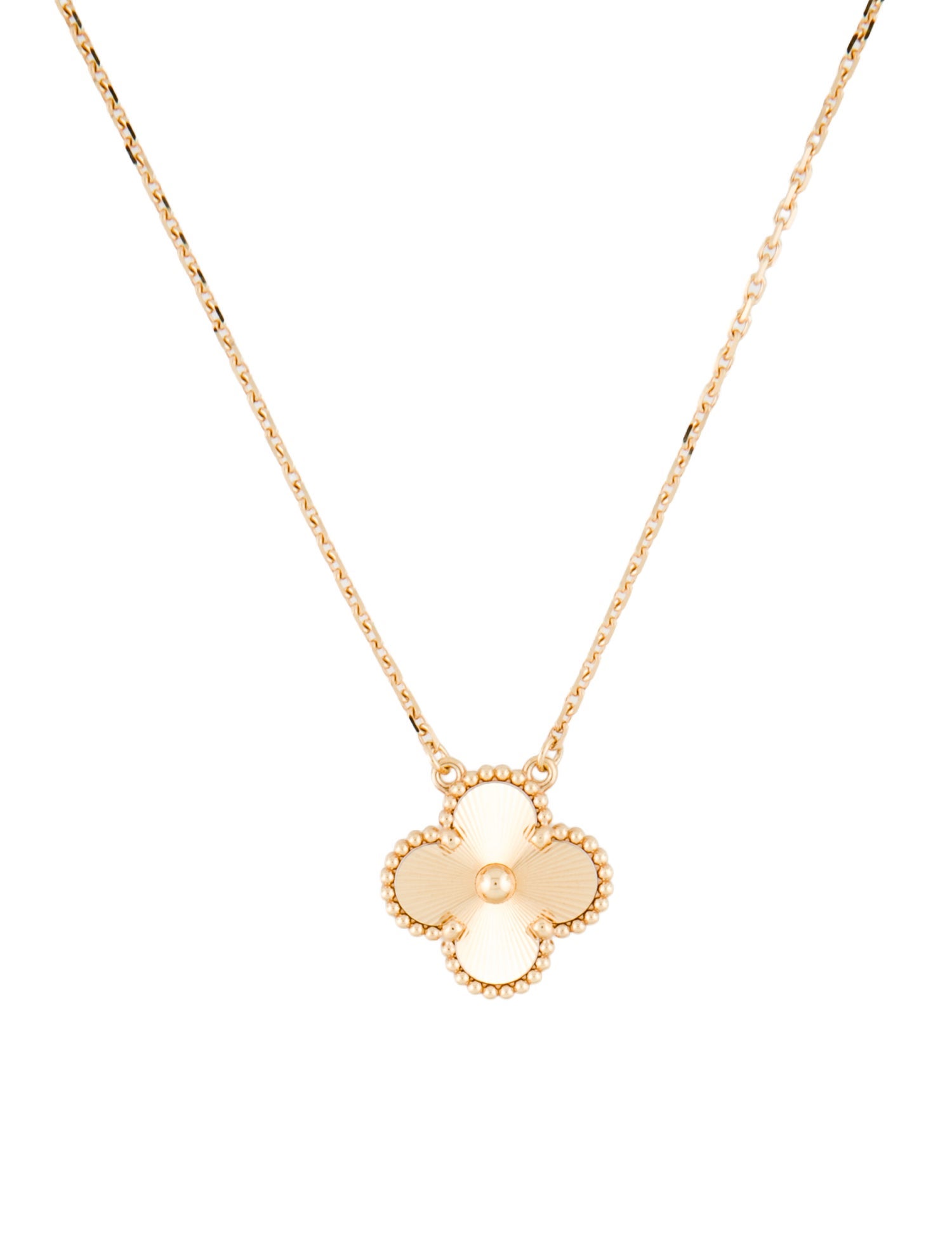 Van Cleef & Arpels Vintage Alhambra Guilloché Pendant Necklace