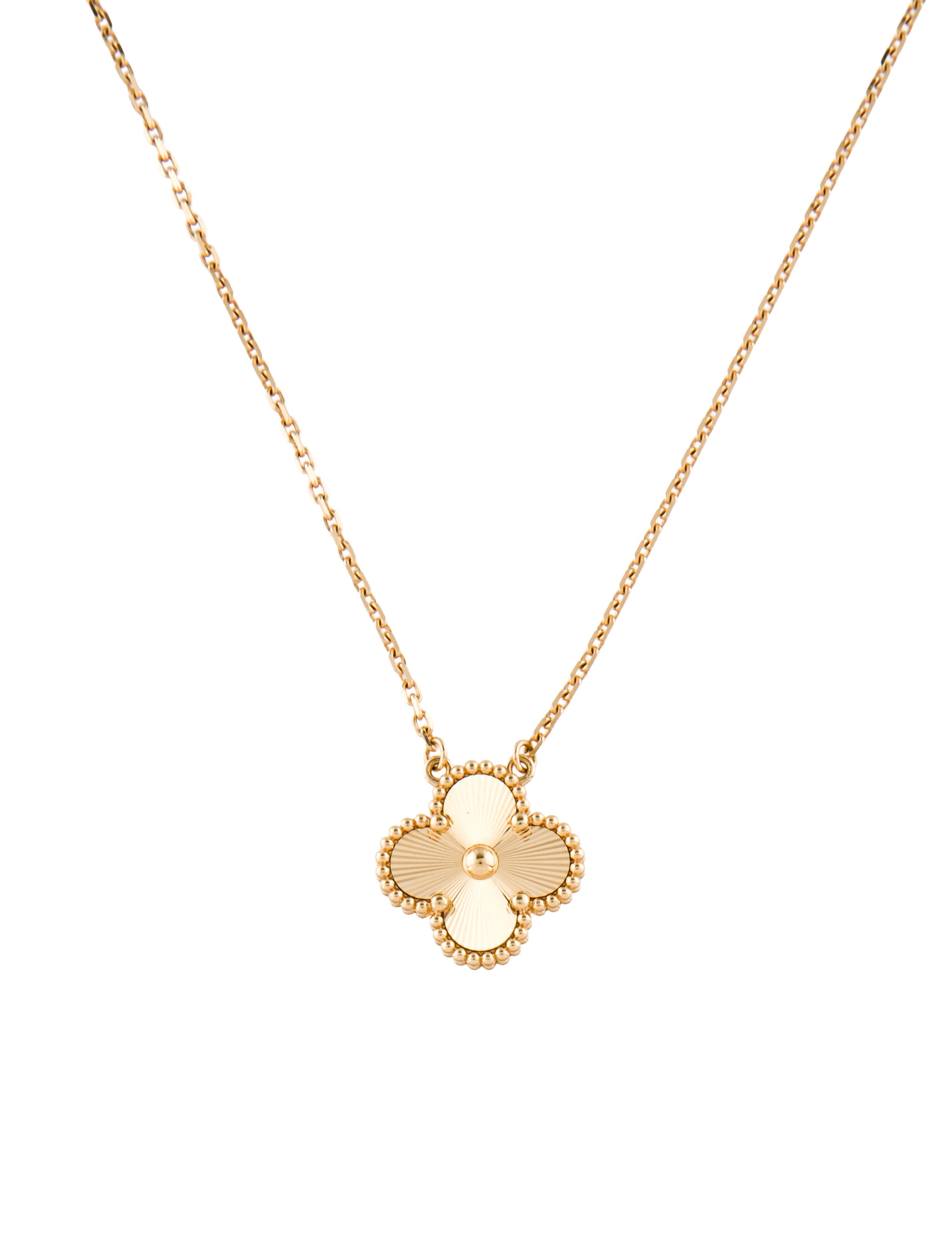 Van Cleef & Arpels Vintage Alhambra Guilloche Pendant Necklace