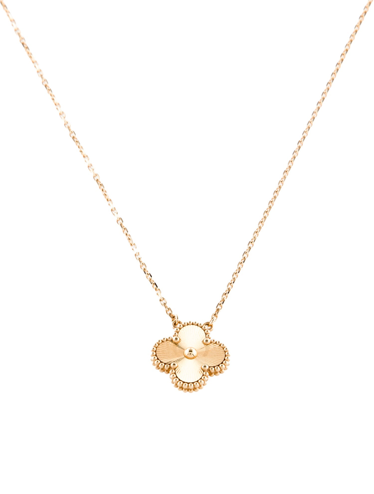Van Cleef & Arpels Vintage Alhambra Guilloché Pendant Necklace