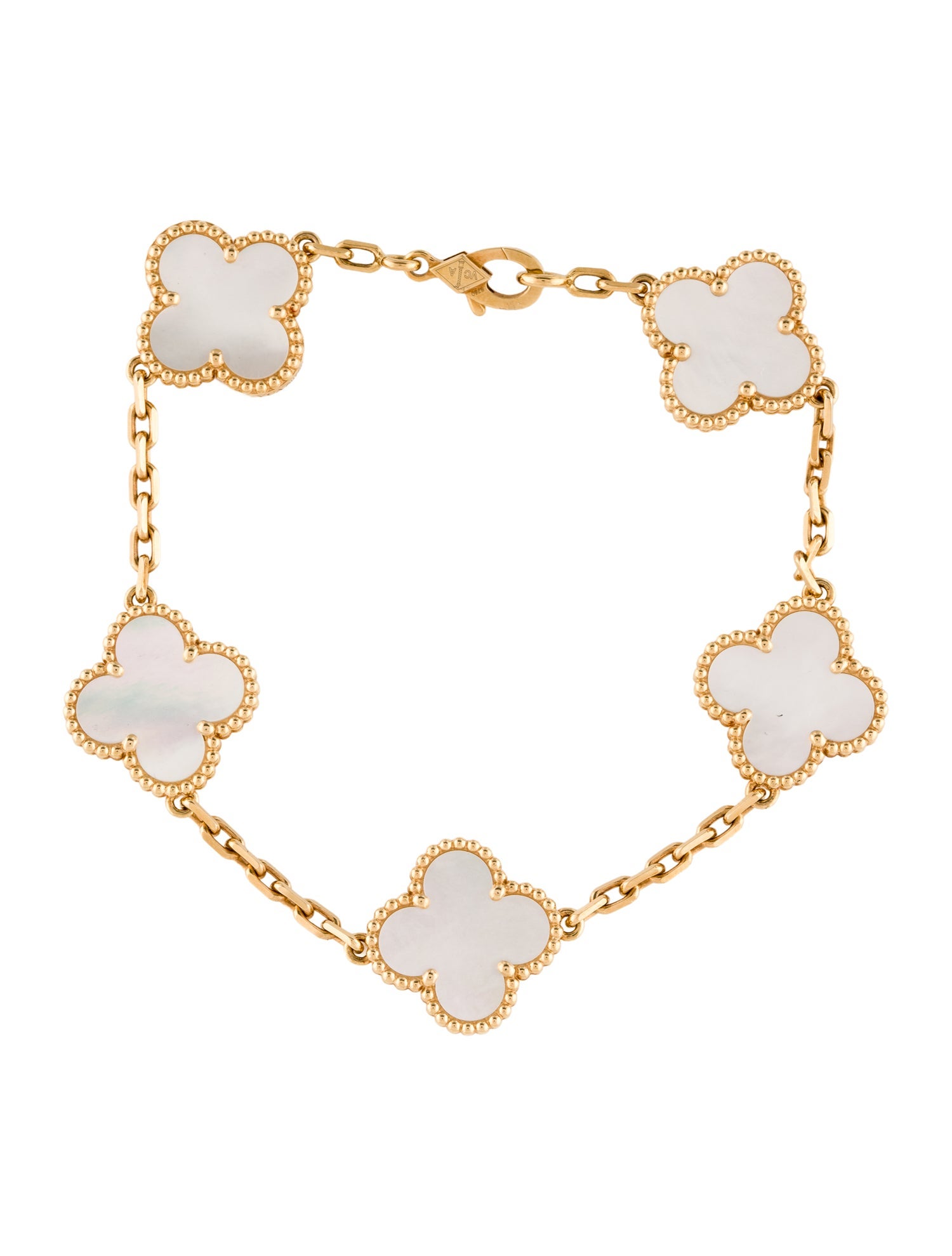 Van Cleef & Arpels Mother of Pearl Vintage Alhambra 5 Motif Bracelet