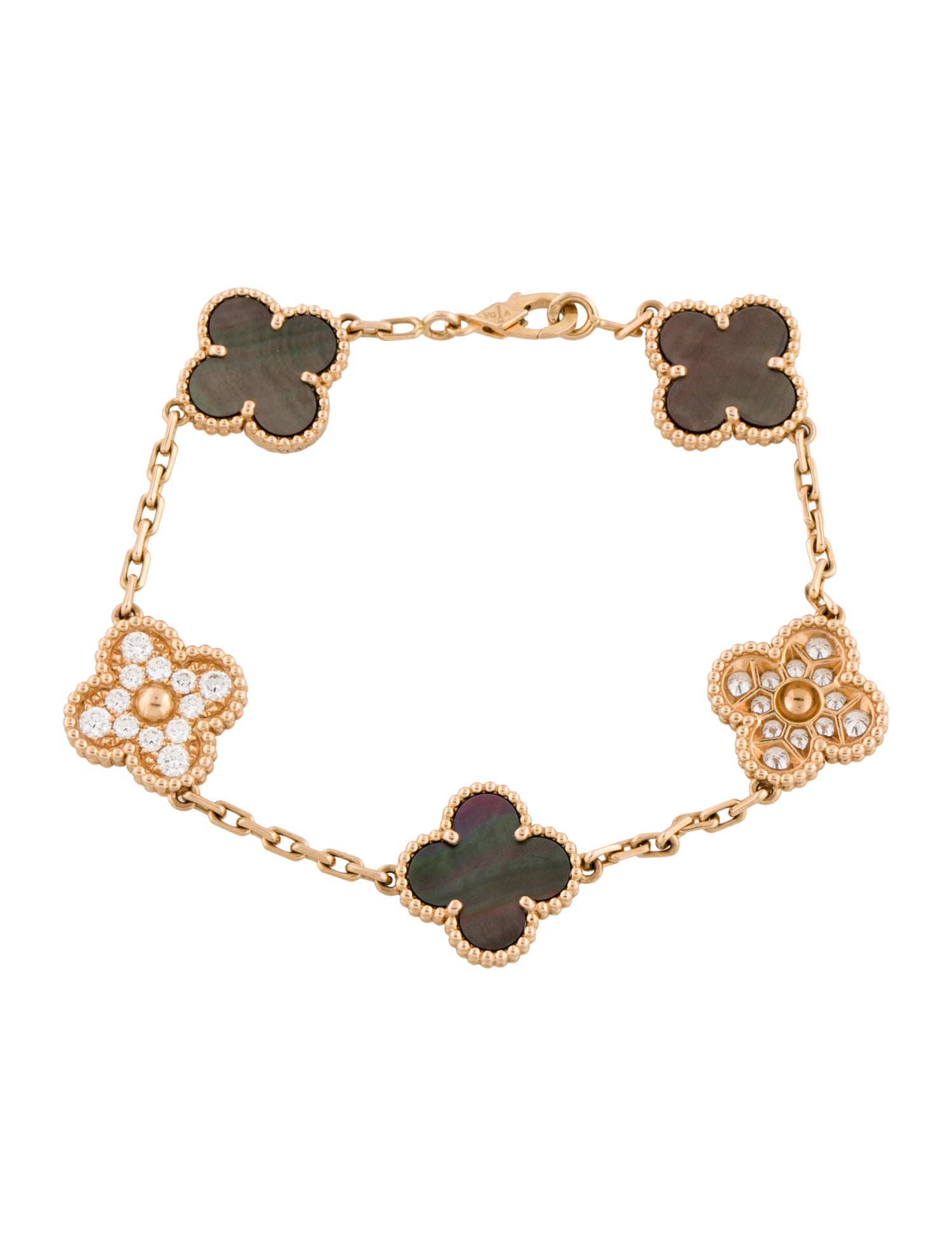 Van Cleef & Arpels Mother of Pearl Vintage Alhambra Bracelet, 5 Motifs