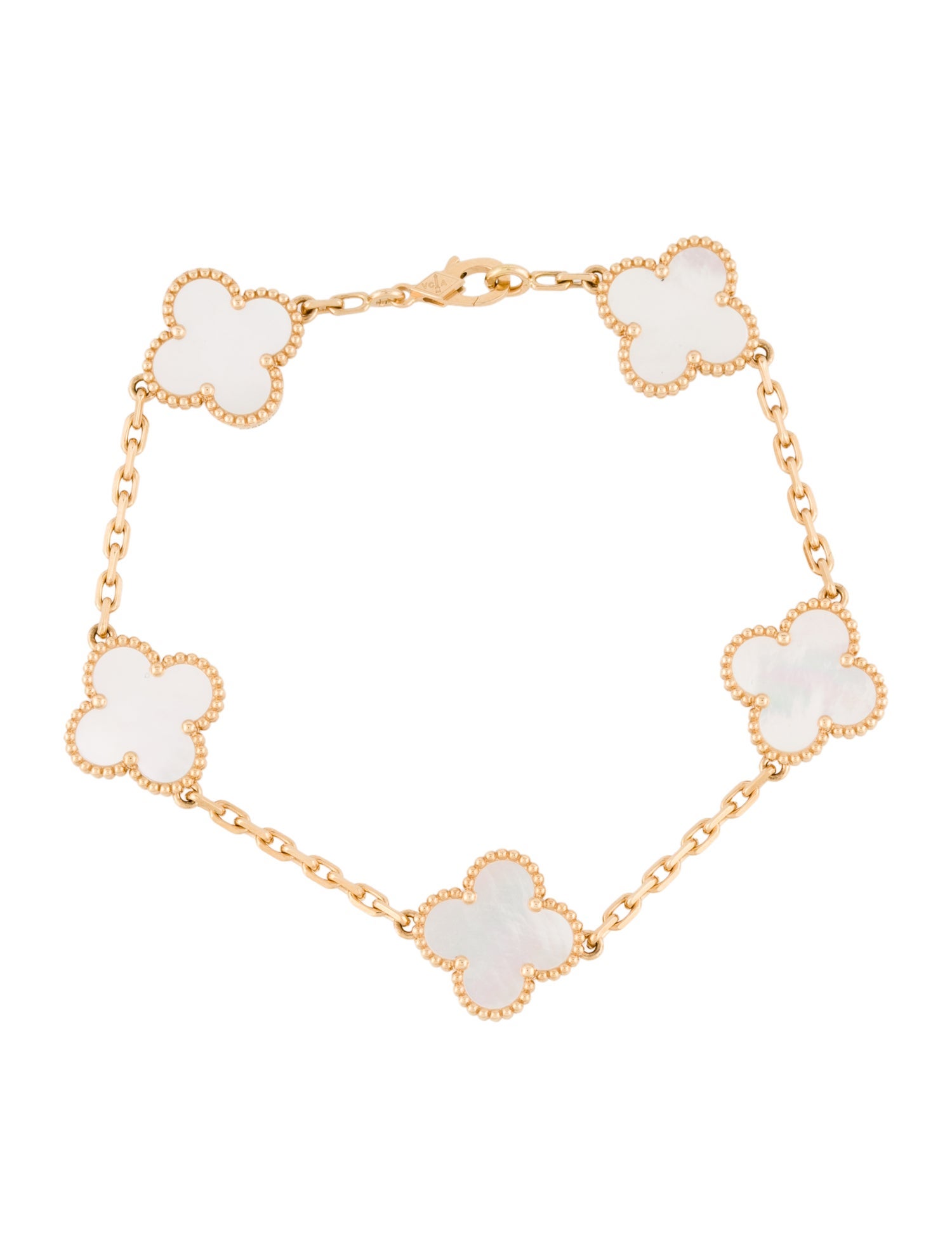 Van Cleef & Arpels Mother of Pearl Vintage Alhambra Bracelet, 5 Motifs