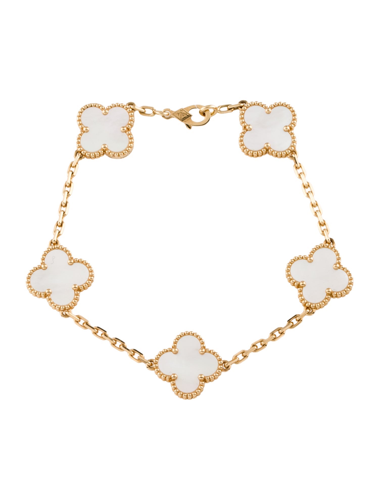 Van Cleef & Arpels Mother of Pearl Vintage Alhambra Bracelet, 5 Motifs