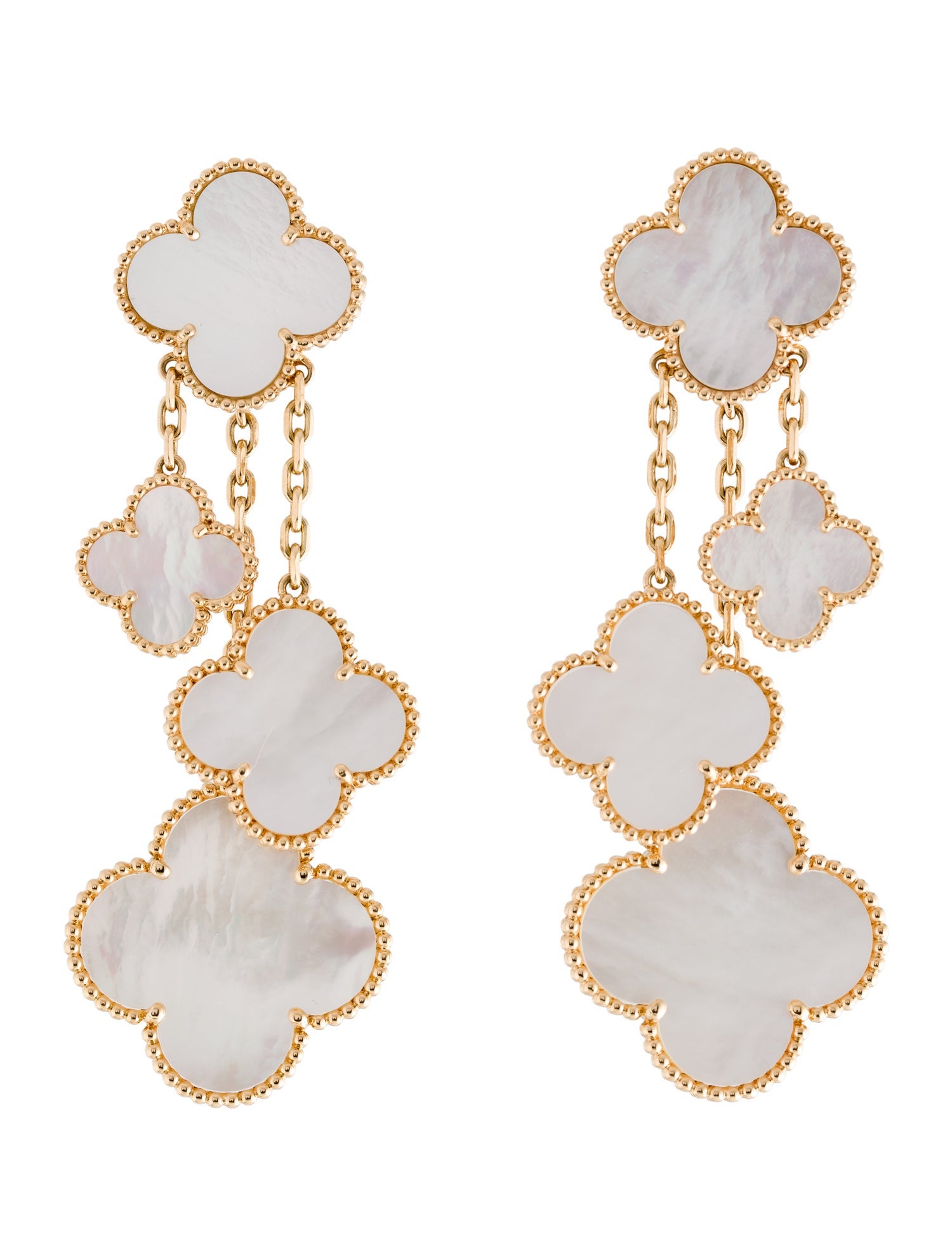 Van Cleef & Arpels Mother of Pearl Magic Alhambra Earrings, 4 Motifs