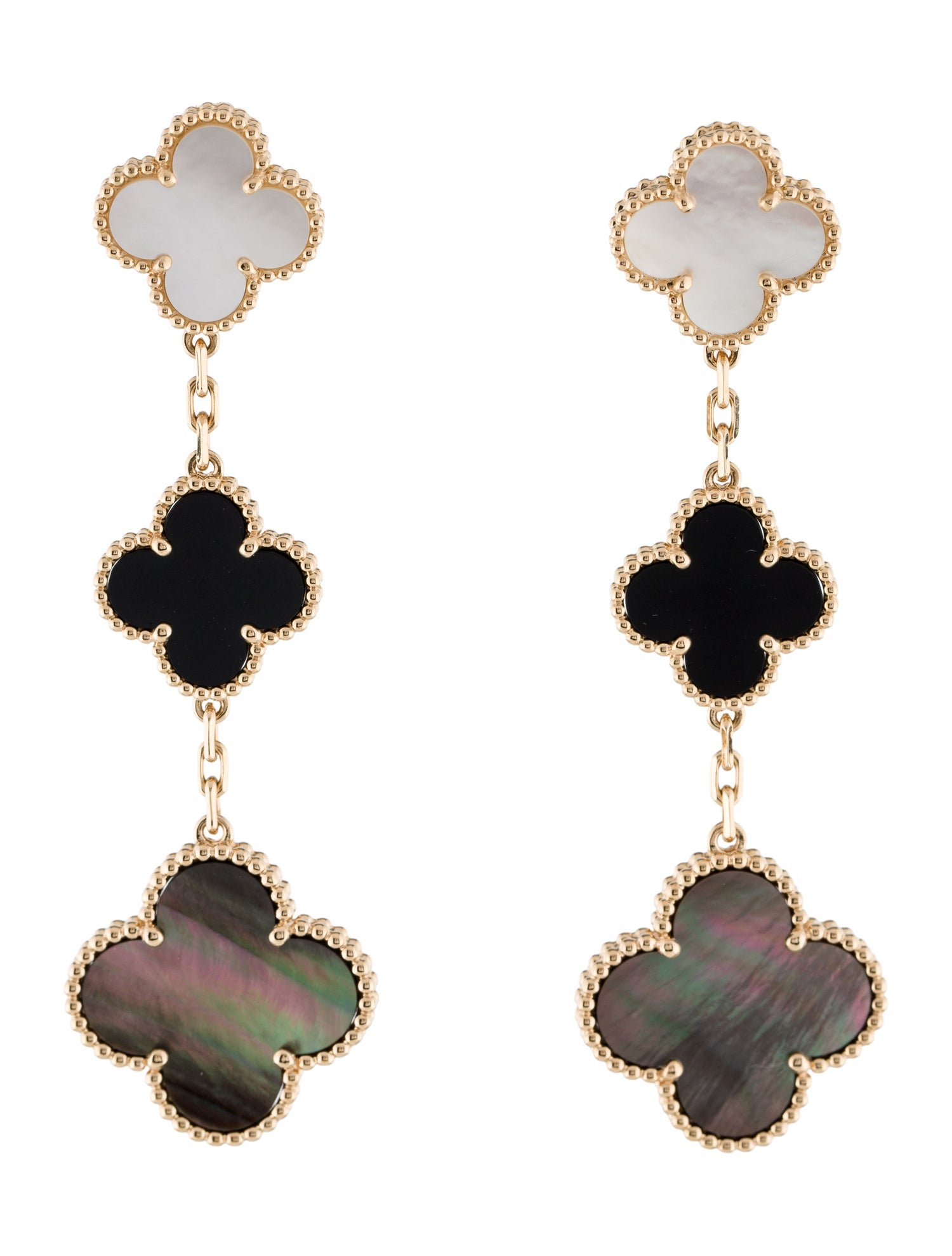 Van Cleef & Arpels Mother of Pearl Magic Alhambra Earrings, 3 Motifs