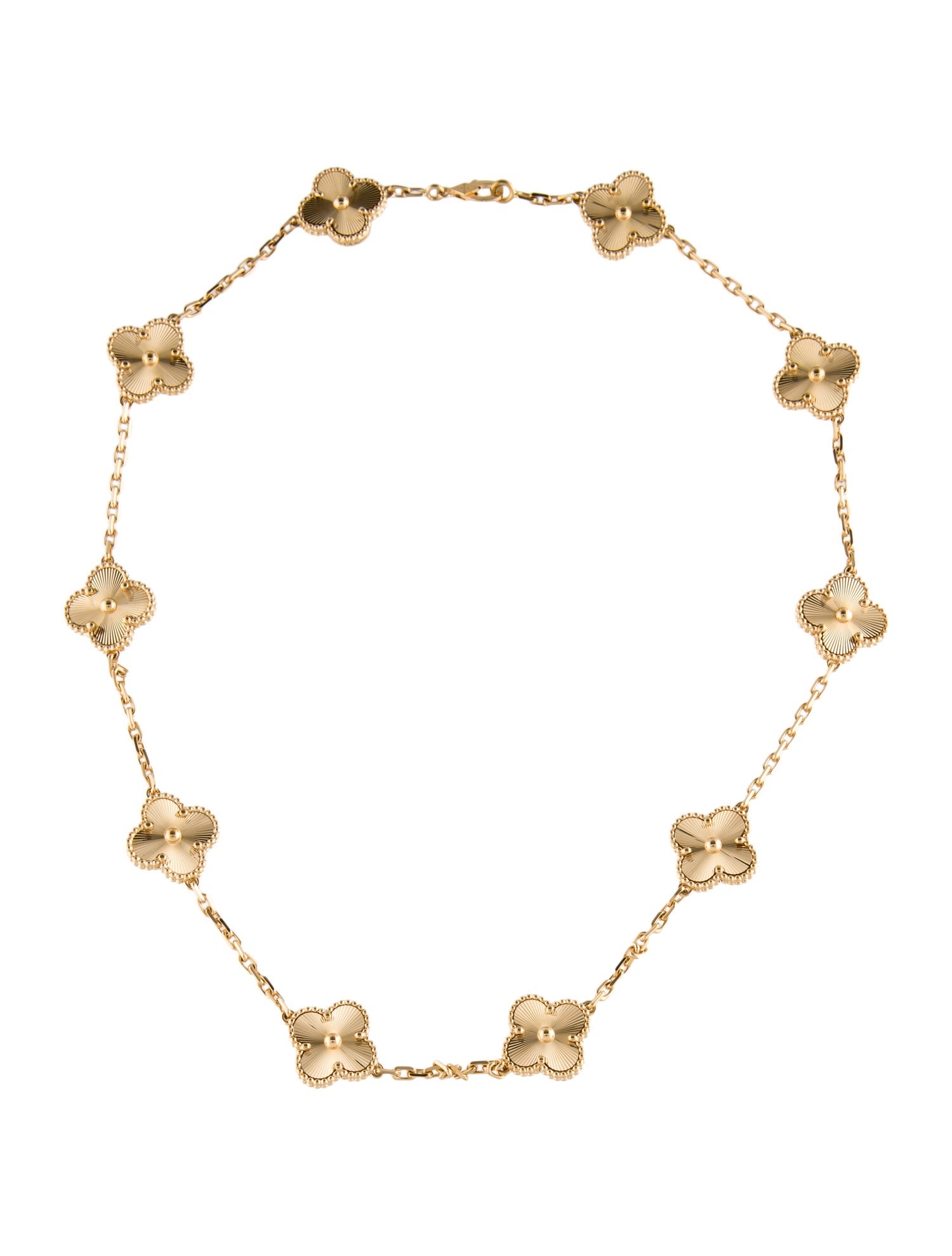 Van Cleef & Arpels Vintage Alhambra 10 Motif Guilloche Necklace