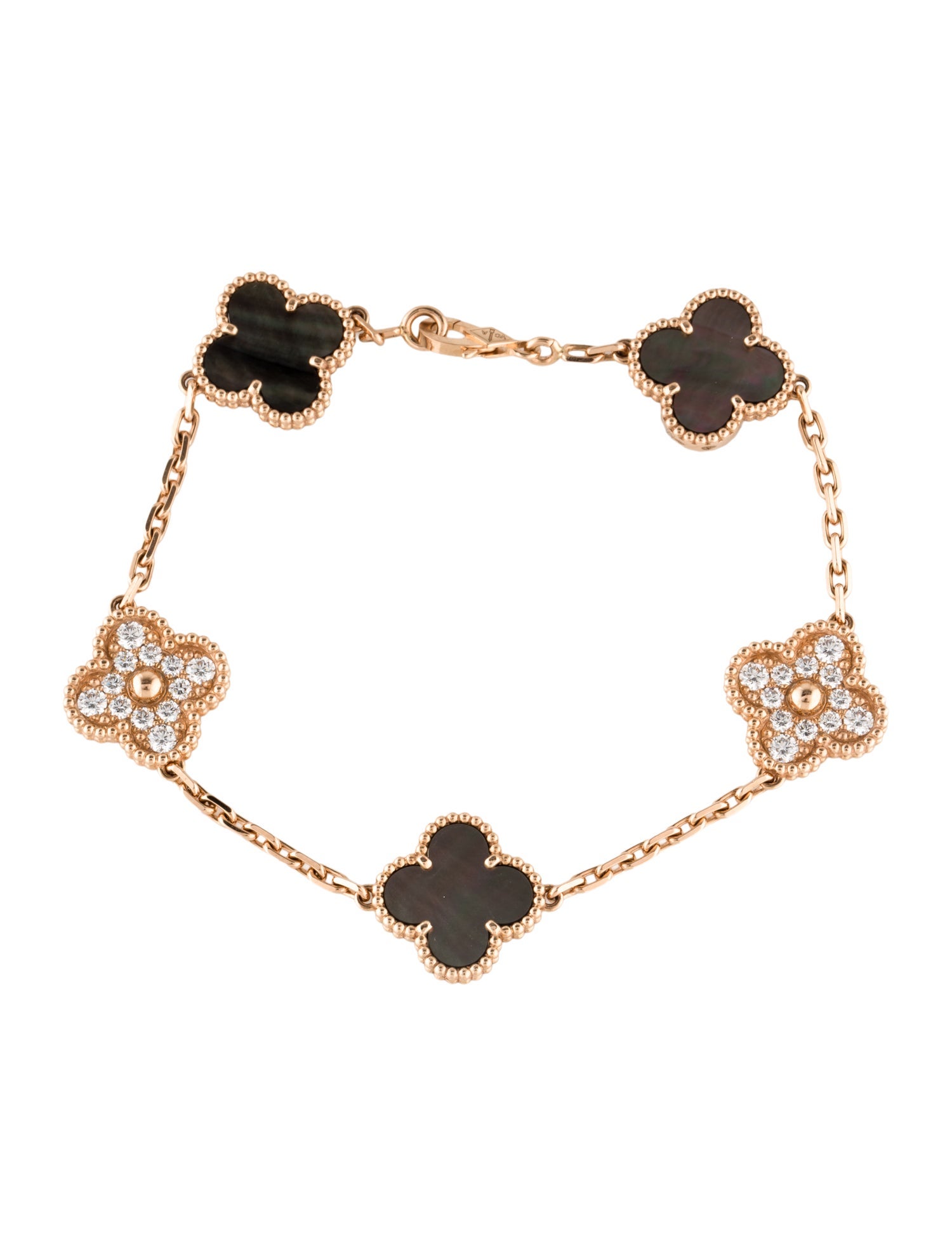 Van Cleef & Arpels Mother of Pearl Vintage Alhambra Bracelet, 5 Motifs