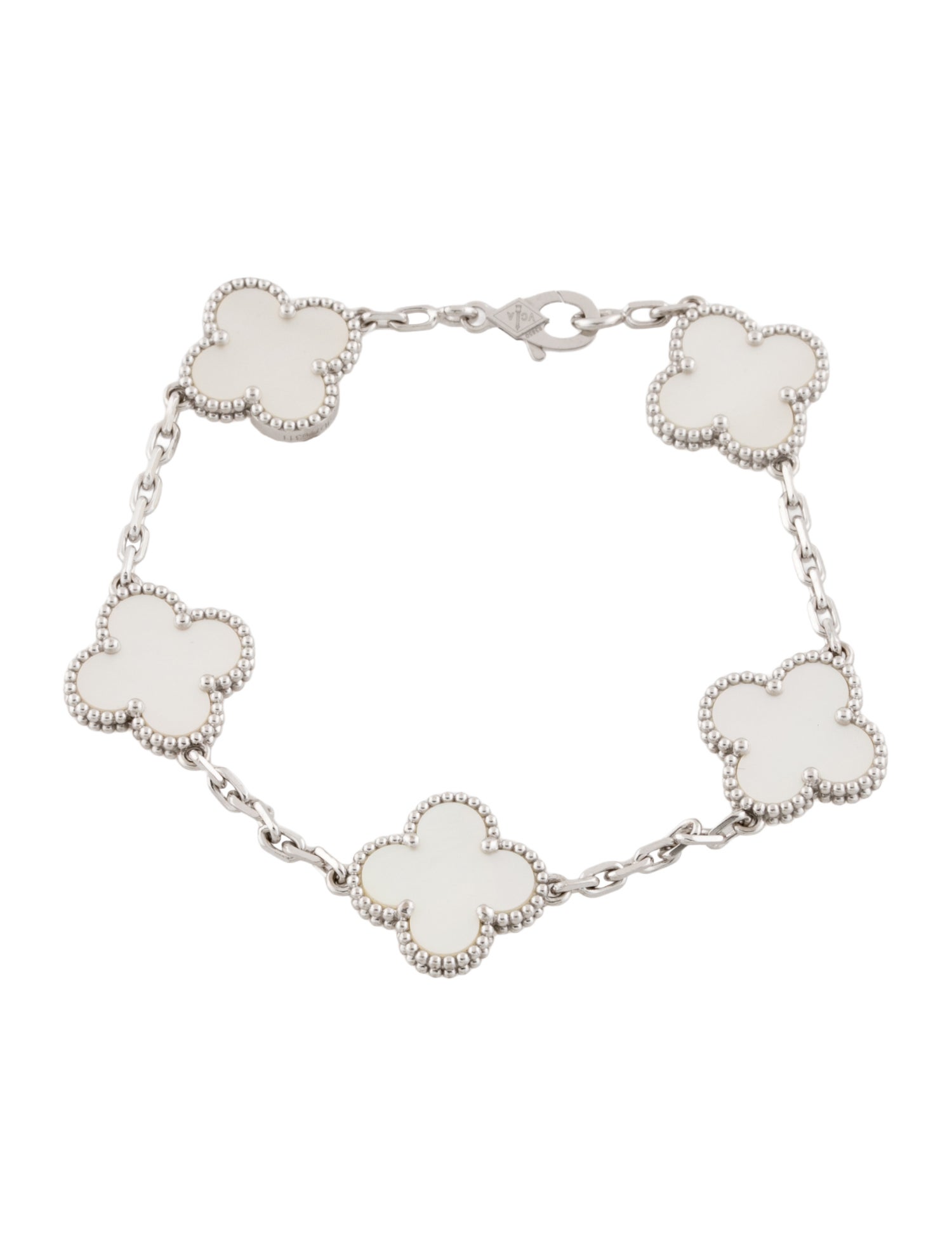 Van Cleef & Arpels Mother of Pearl Vintage Alhambra Bracelet, 5 Motifs
