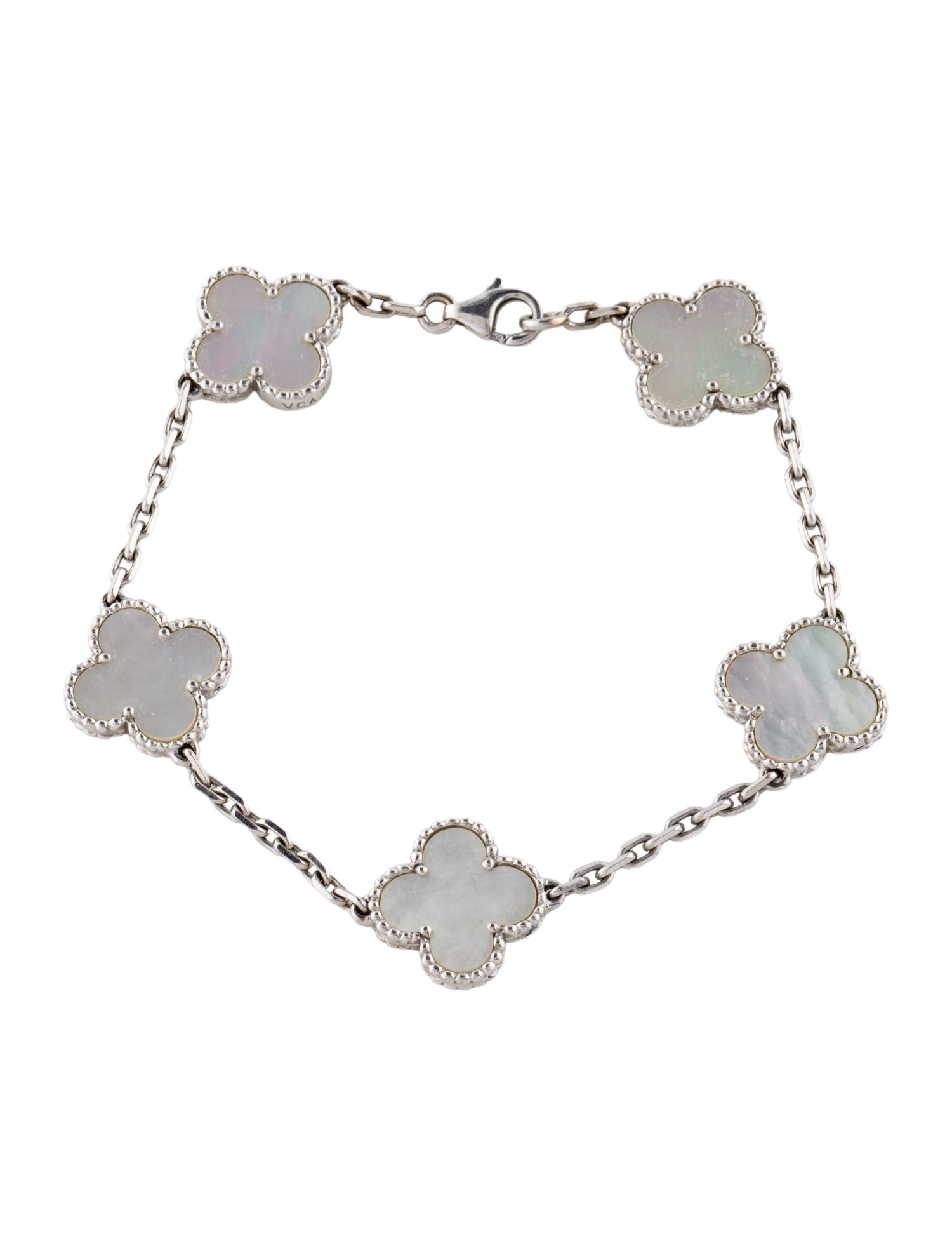 Van Cleef & Arpels Mother of Pearl Vintage Alhambra Bracelet, 5 Motifs