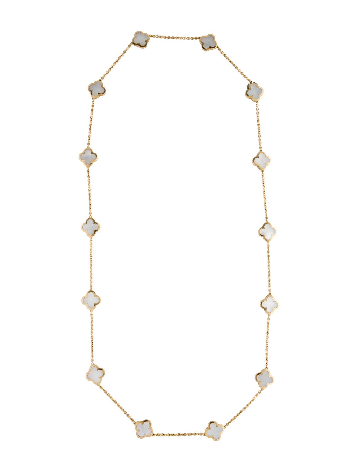 Van Cleef & Arpels Mother of Pearl Pure Alhambra Long Necklace, 14 Motifs