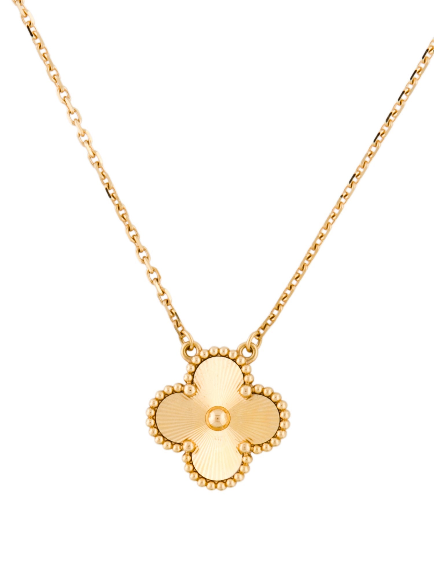 Van Cleef & Arpels Vintage Alhambra Guilloché Pendant Necklace