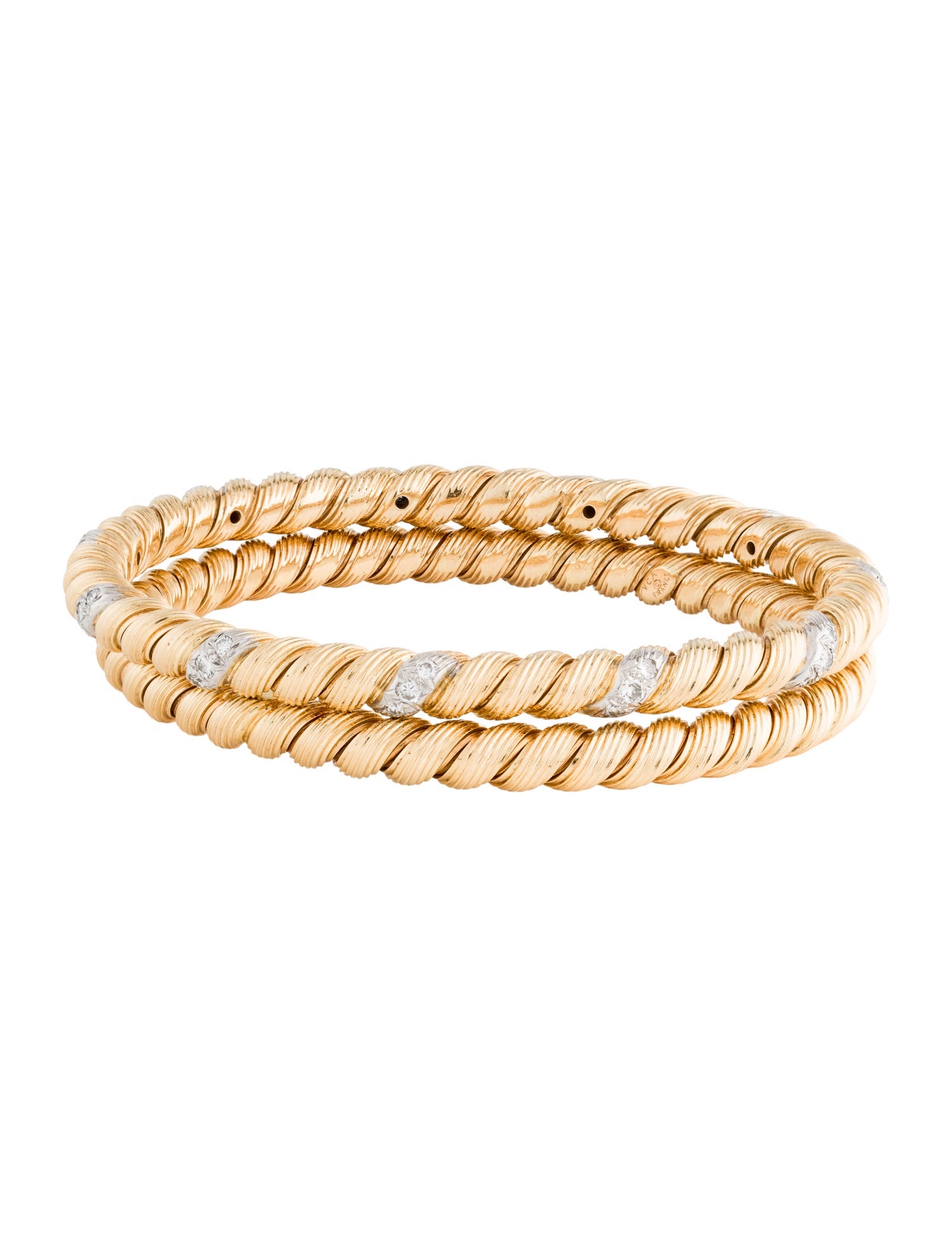 Van Cleef & Arpels Vintage Diamond Pavé Twist Bangle Set