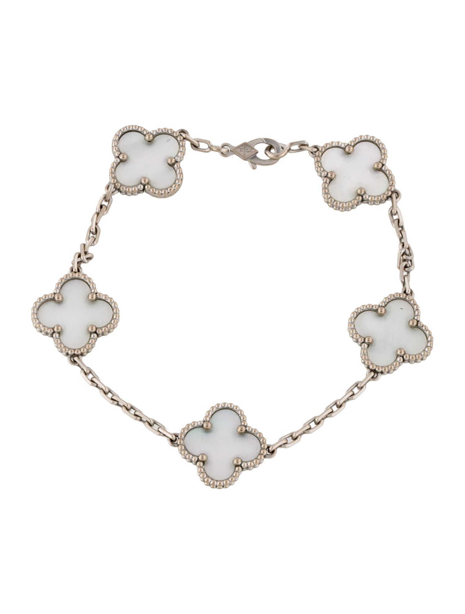 Van Cleef & Arpels Mother Of Pearl Vintage Alhambra Bracelet, 5 Motifs