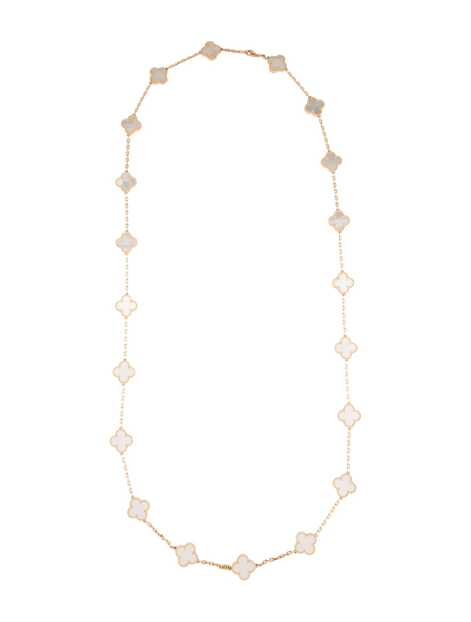 Van Cleef & Arpels Mother of Pearl Vintage Alhambra 20 Motif Long Necklace