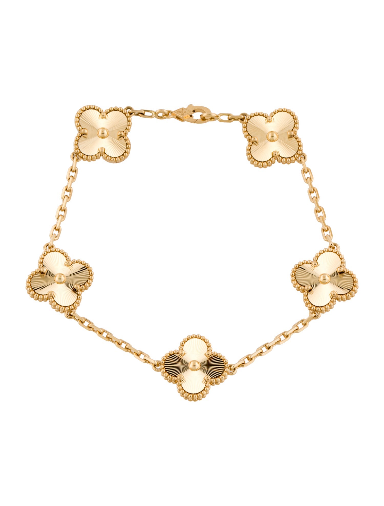 Van Cleef & Arpels Vintage Alhambra Guilloché Bracelet, 5 Motifs