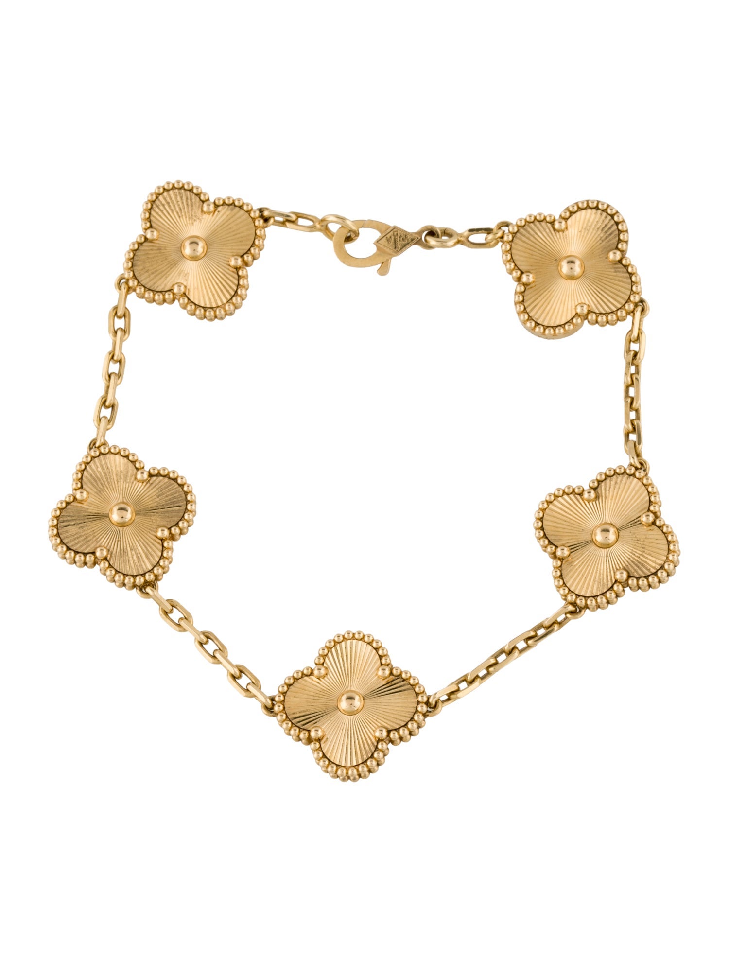 Van Cleef & Arpels Vintage Alhambra Guilloché 5 Motif Bracelet