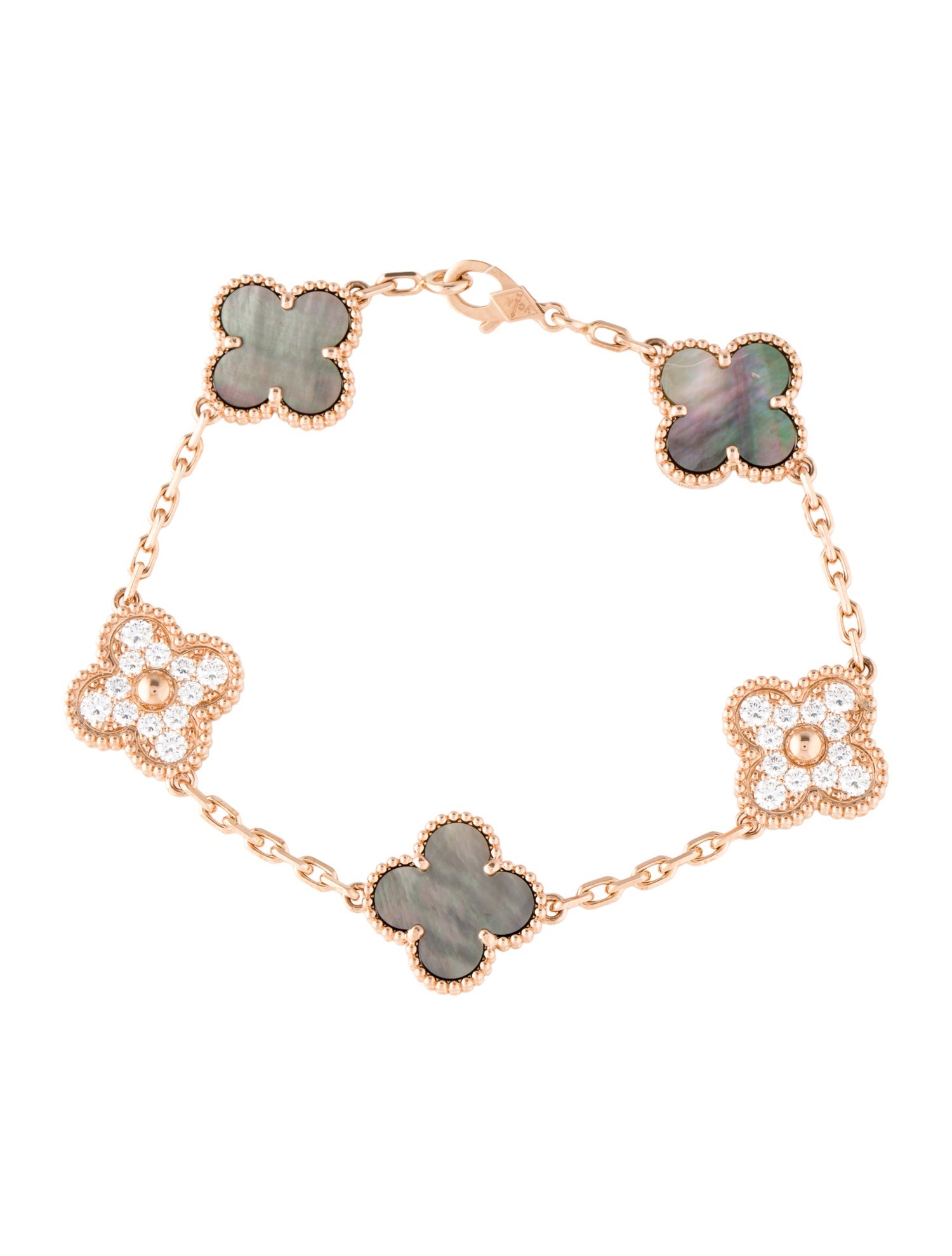 Van Cleef & Arpels Mother of pearl Vintage Alhambra Bracelet, 5 Motif