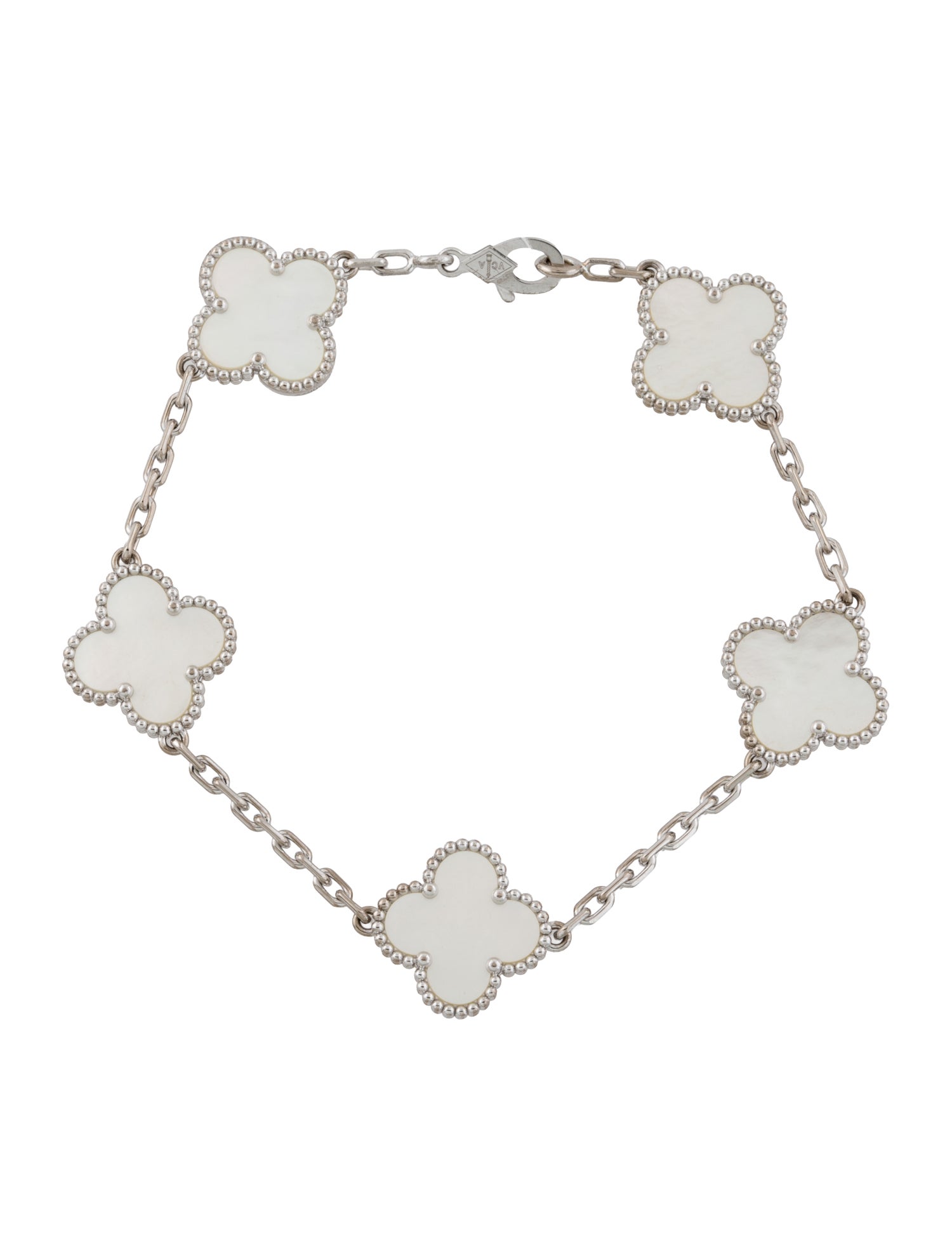 Van Cleef & Arpels Mother of Pearl Vintage Alhambra 5 Motif Bracelet