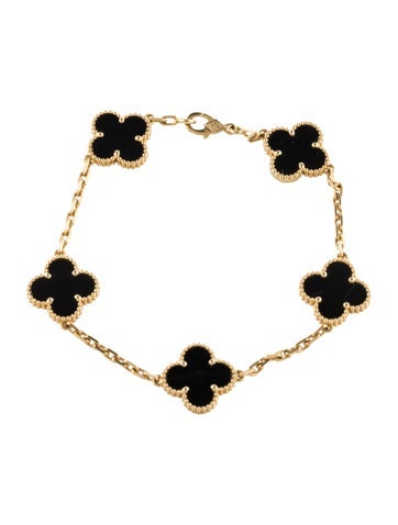 Pre-owned Van Cleef & Arpels Vintage Alhambra Bracelet, 5 Motifs, 7" In Multi