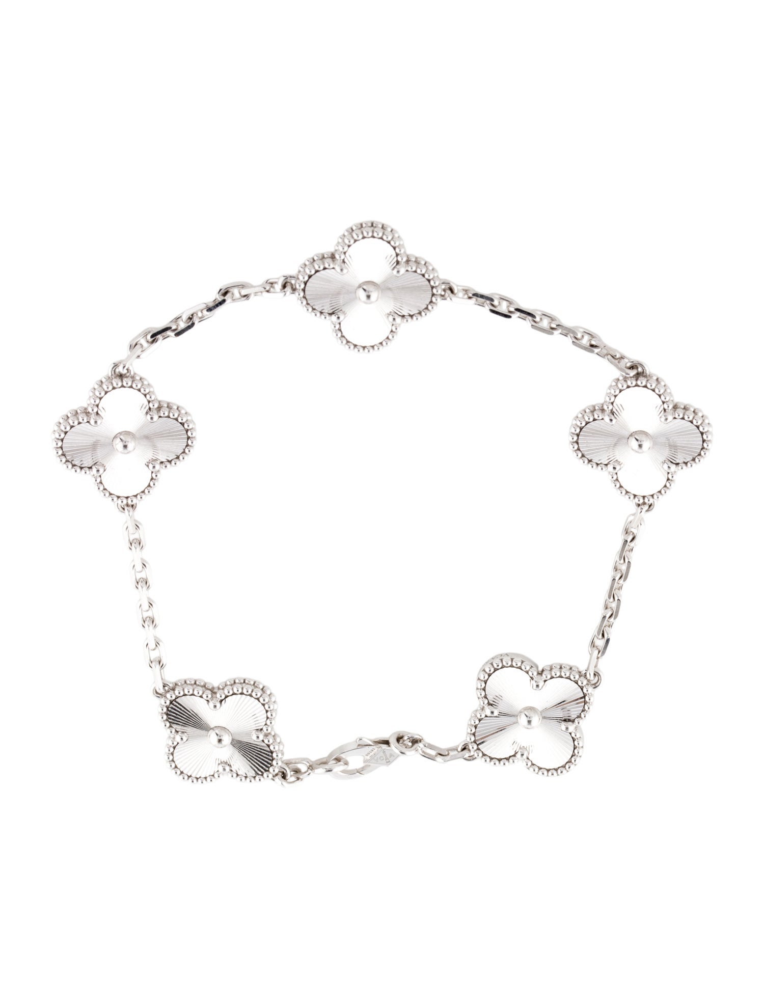 Van Cleef & Arpels 5 Motif Guilloché Vintage Alhambra Bracelet