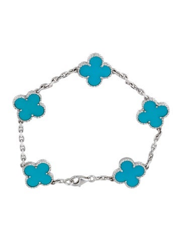 Pre-owned Van Cleef & Arpels Vintage Alhambra Bracelet, 5 Motifs, 7" In Multi