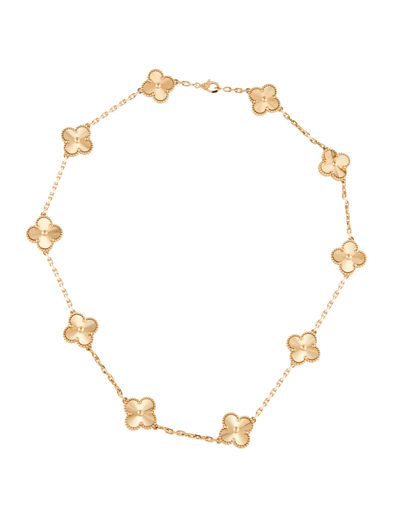 Van Cleef & Arpels Vintage Alhambra Guilloché Necklace, 10 Motif