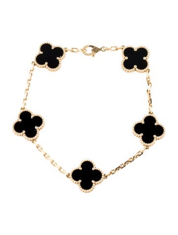 Pre-owned Van Cleef & Arpels Vintage Alhambra Bracelet, 5 Motifs, 7" In Multi