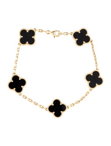 Pre-owned Van Cleef & Arpels Vintage Alhambra Bracelet, 5 Motif, 7" In Multi