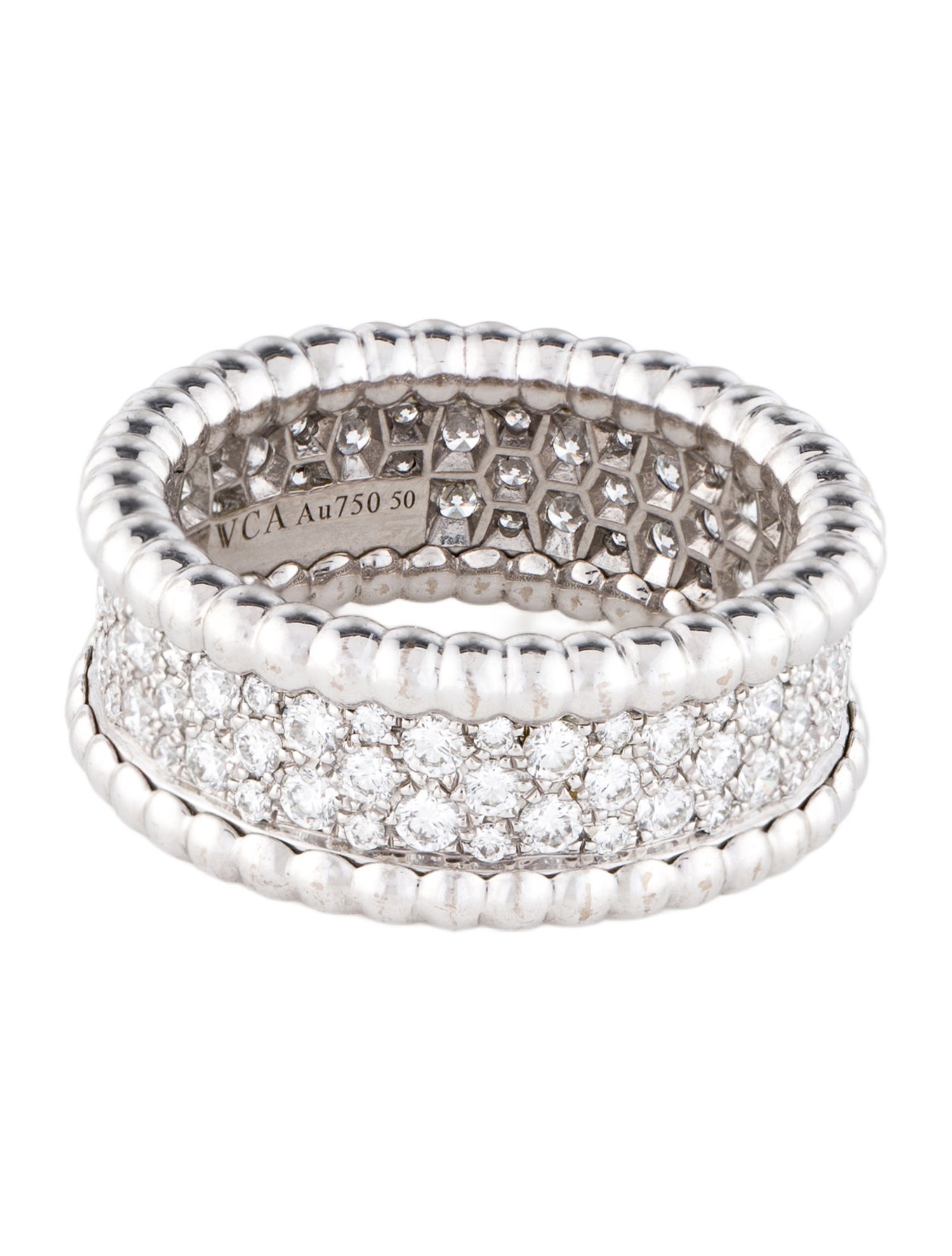 Van Cleef & Arpels Perlée Diamonds Ring, 3 Rows