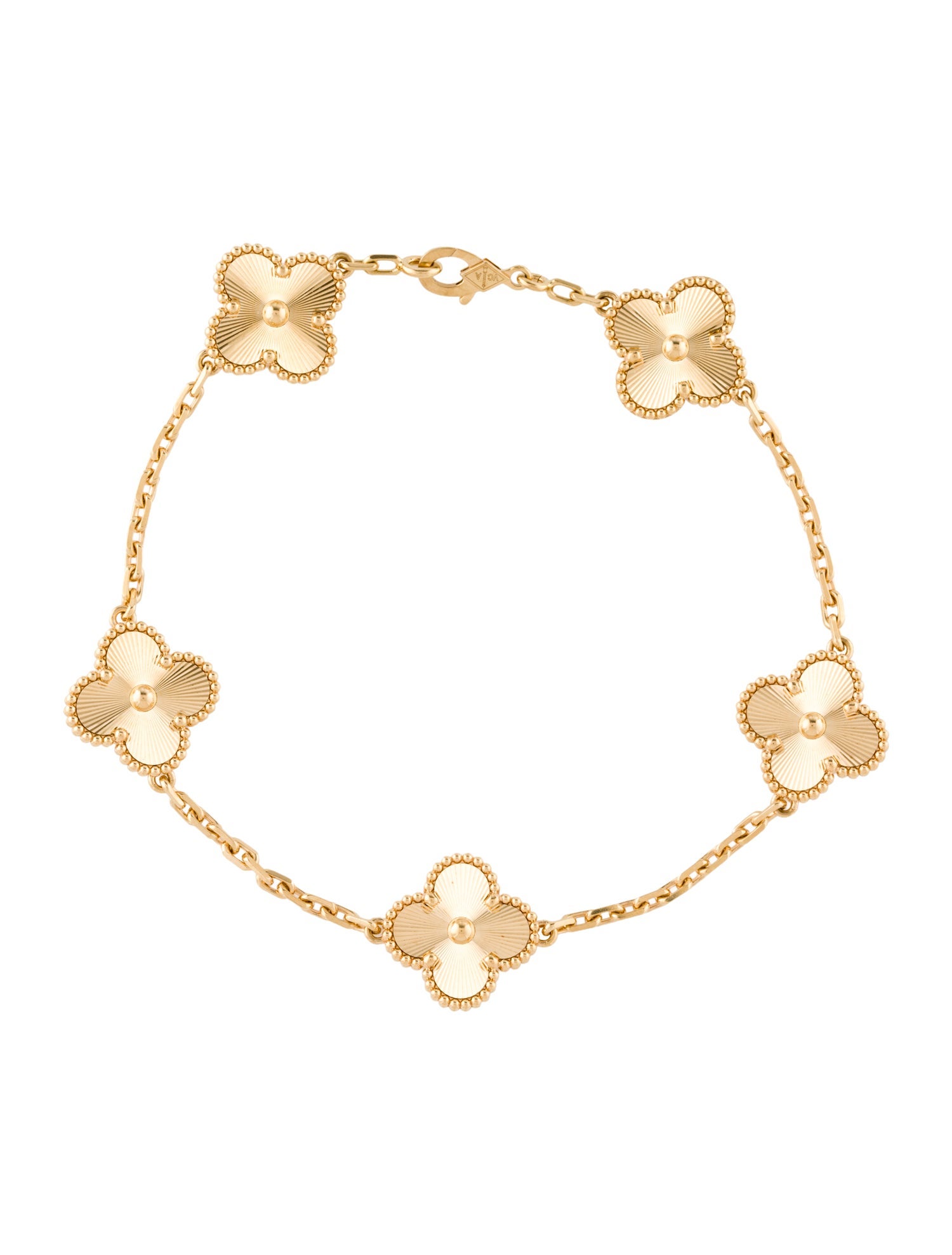 Van Cleef & Arpels Vintage Alhambra Guilloché 5 Motif Bracelet