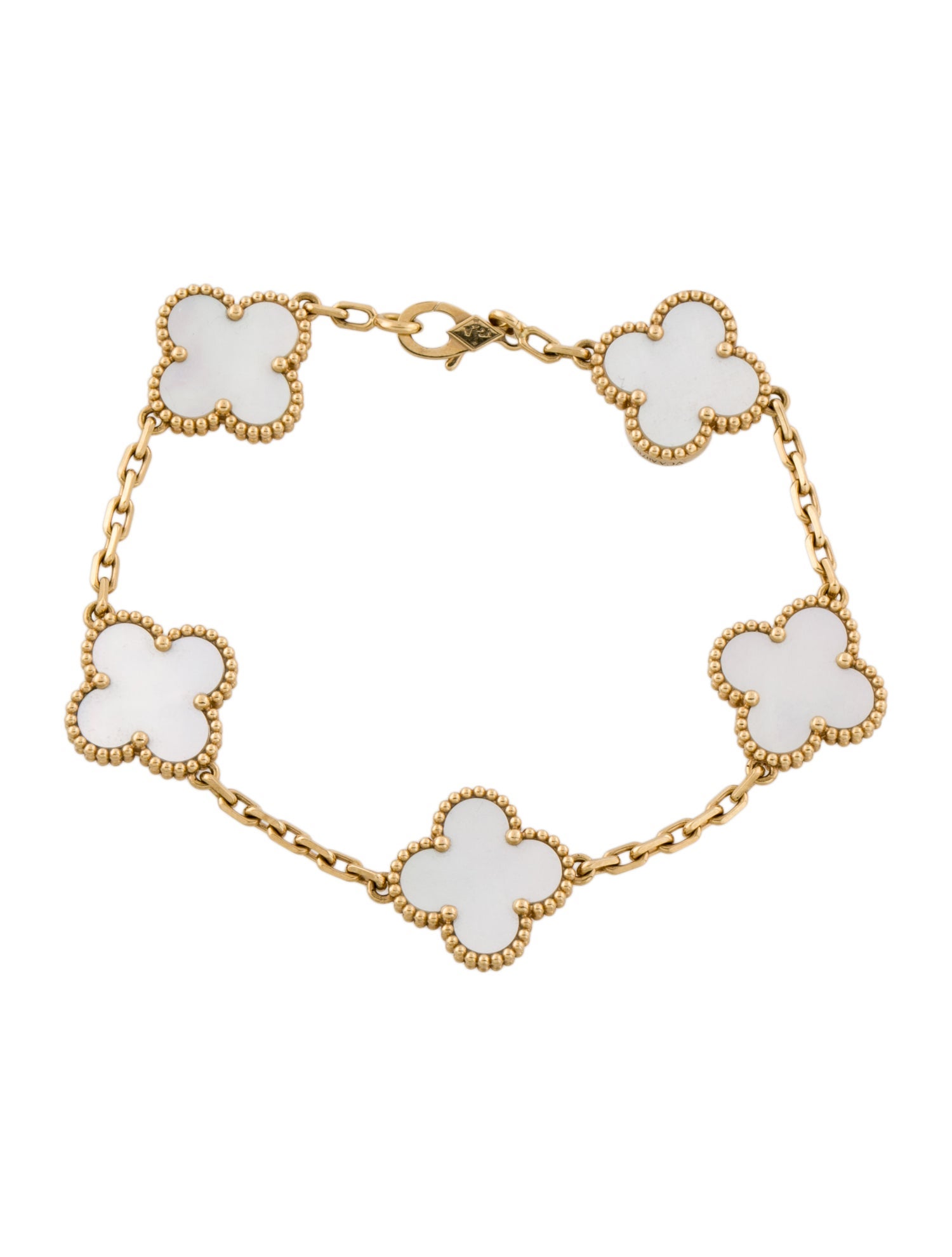 Van Cleef & Arpels Mother of Pearl Vintage Alhambra Bracelet, 5 Motifs