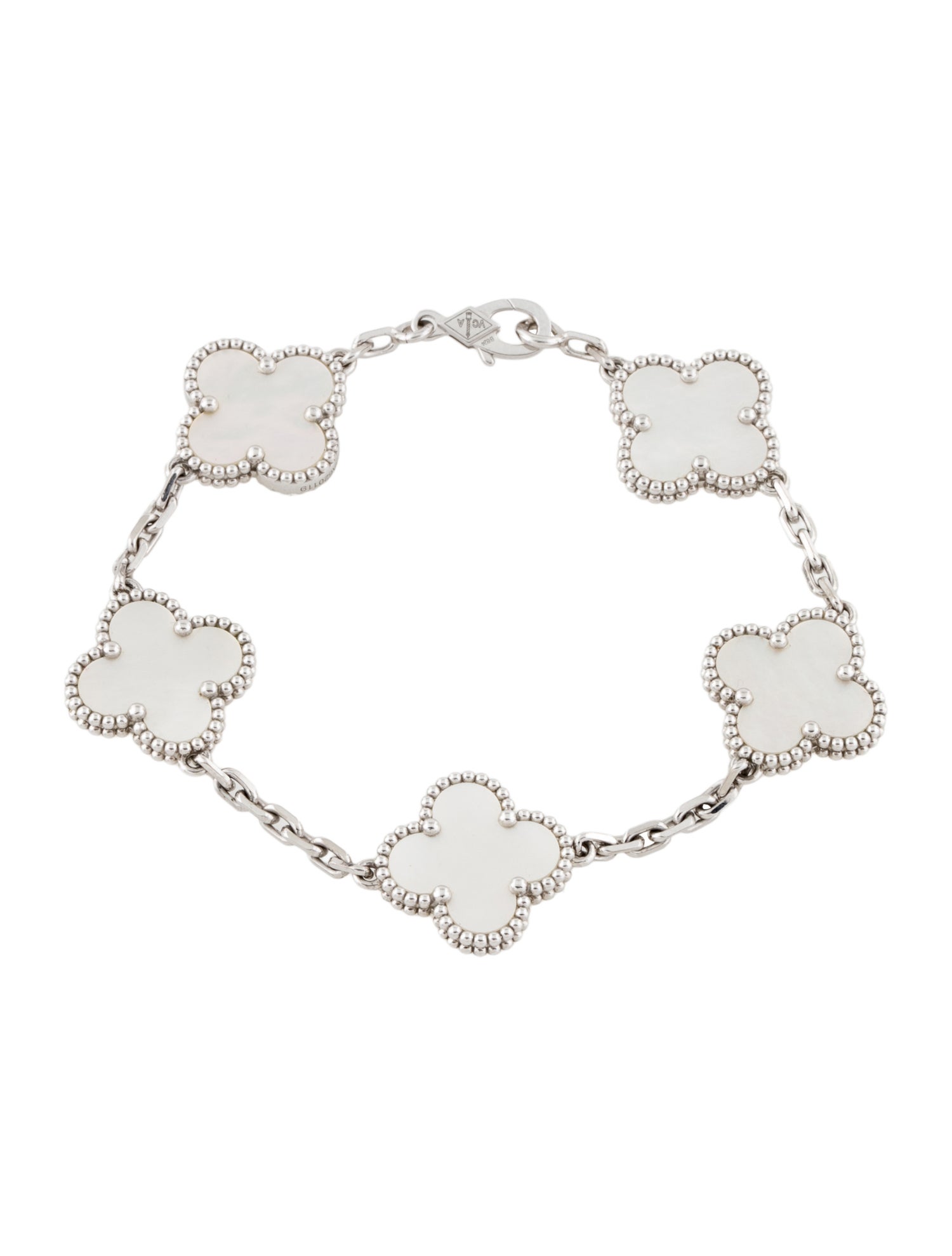 Van Cleef & Arpels Mother of Pearl Vintage Alhambra 5 Motif Bracelet