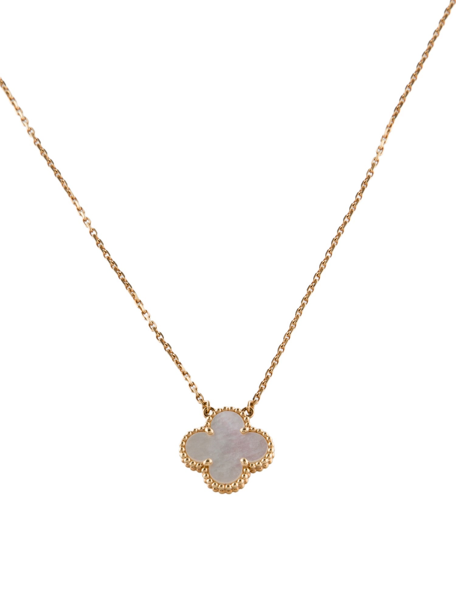 Van Cleef & Arpels Mother Of Pearl Vintage Alhambra Pendant Necklace