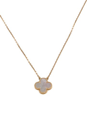 Pre-owned Van Cleef & Arpels Mother Of Pearl Vintage Alhambra Pendant Necklace, 16.25" In White
