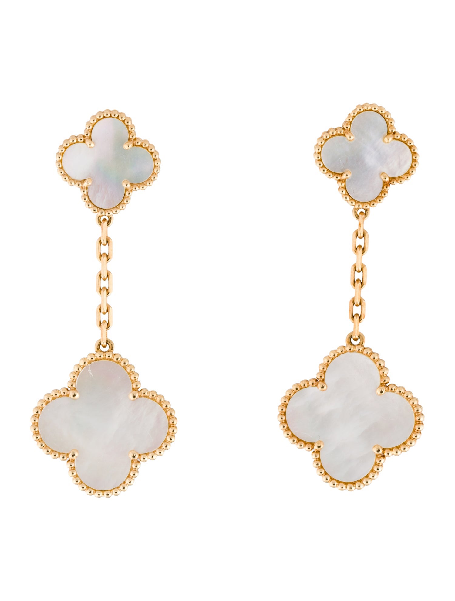 Van Cleef & Arpels Mother of Pearl Alhambra Earrings, 2 Motif