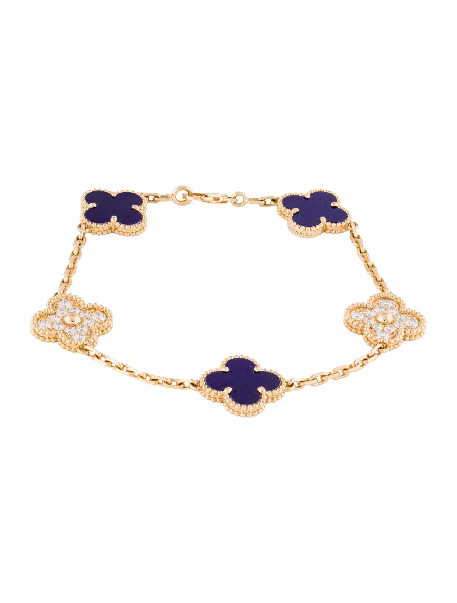 Van Cleef & Arpels Porcelain Vintage Alhambra Bracelet, 5 Motif