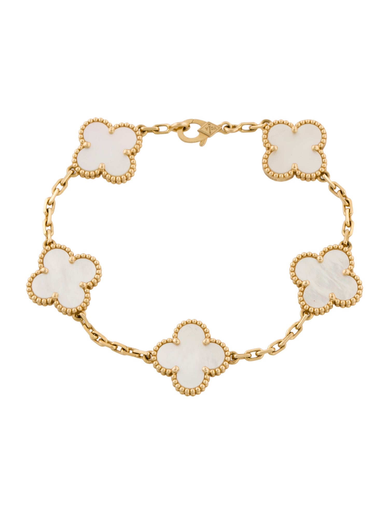 Van Cleef & Arpels Mother of Pearl Vintage Alhambra Bracelet, 5 Motifs