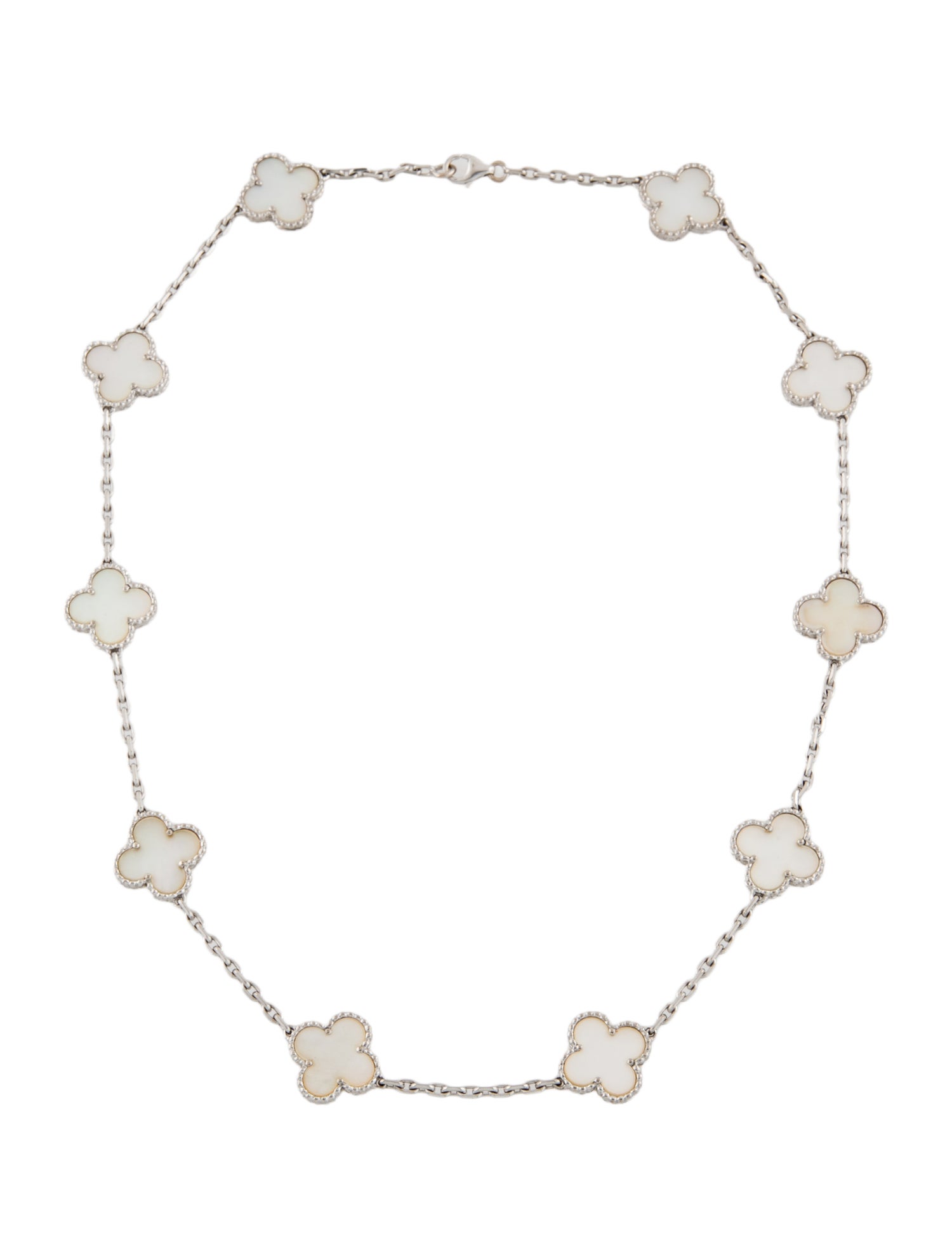 Van Cleef & Arpels Mother of Pearl Vintage Alhambra 10 Motif Necklace