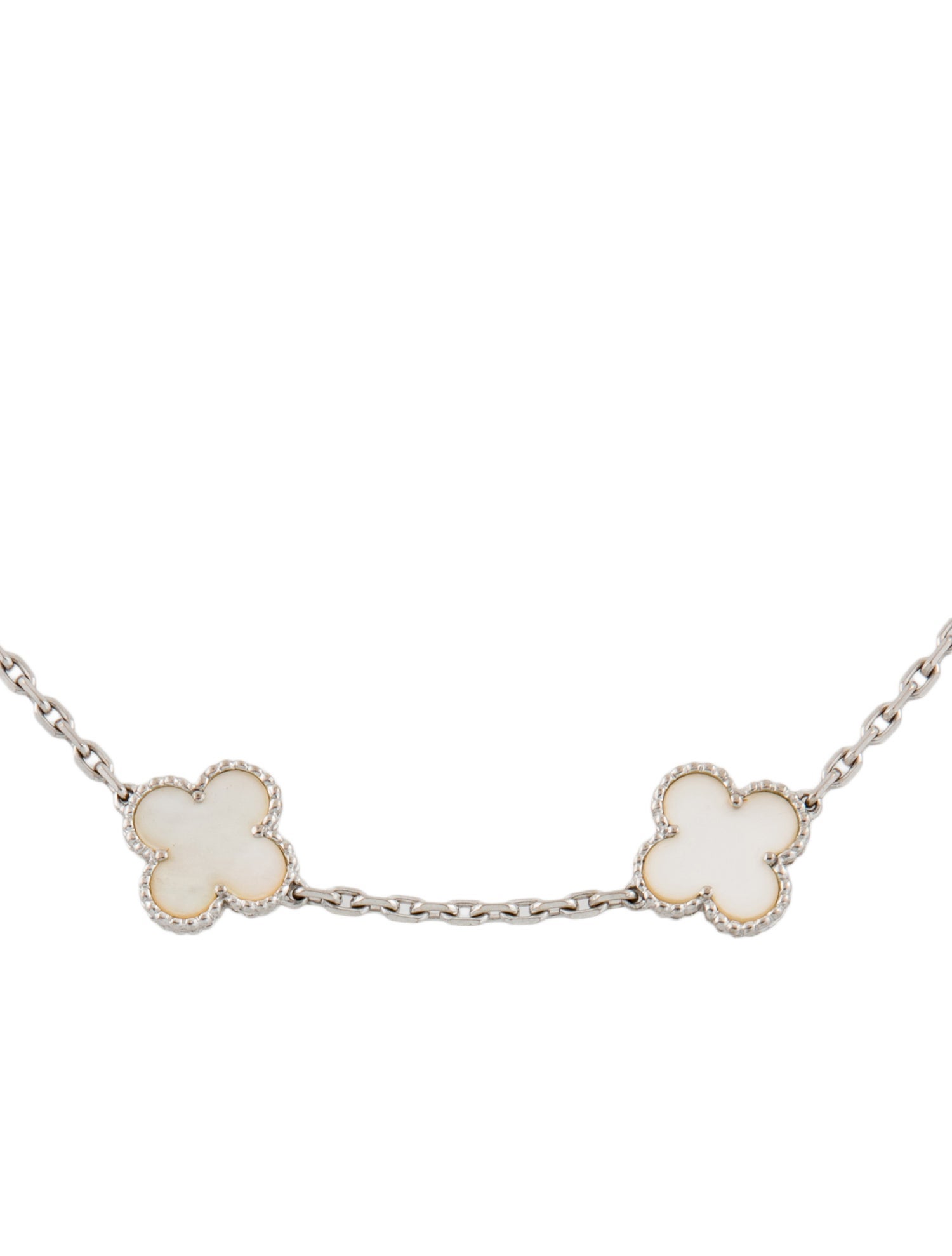 Van Cleef & Arpels Mother of Pearl Vintage Alhambra 10 Motif Necklace
